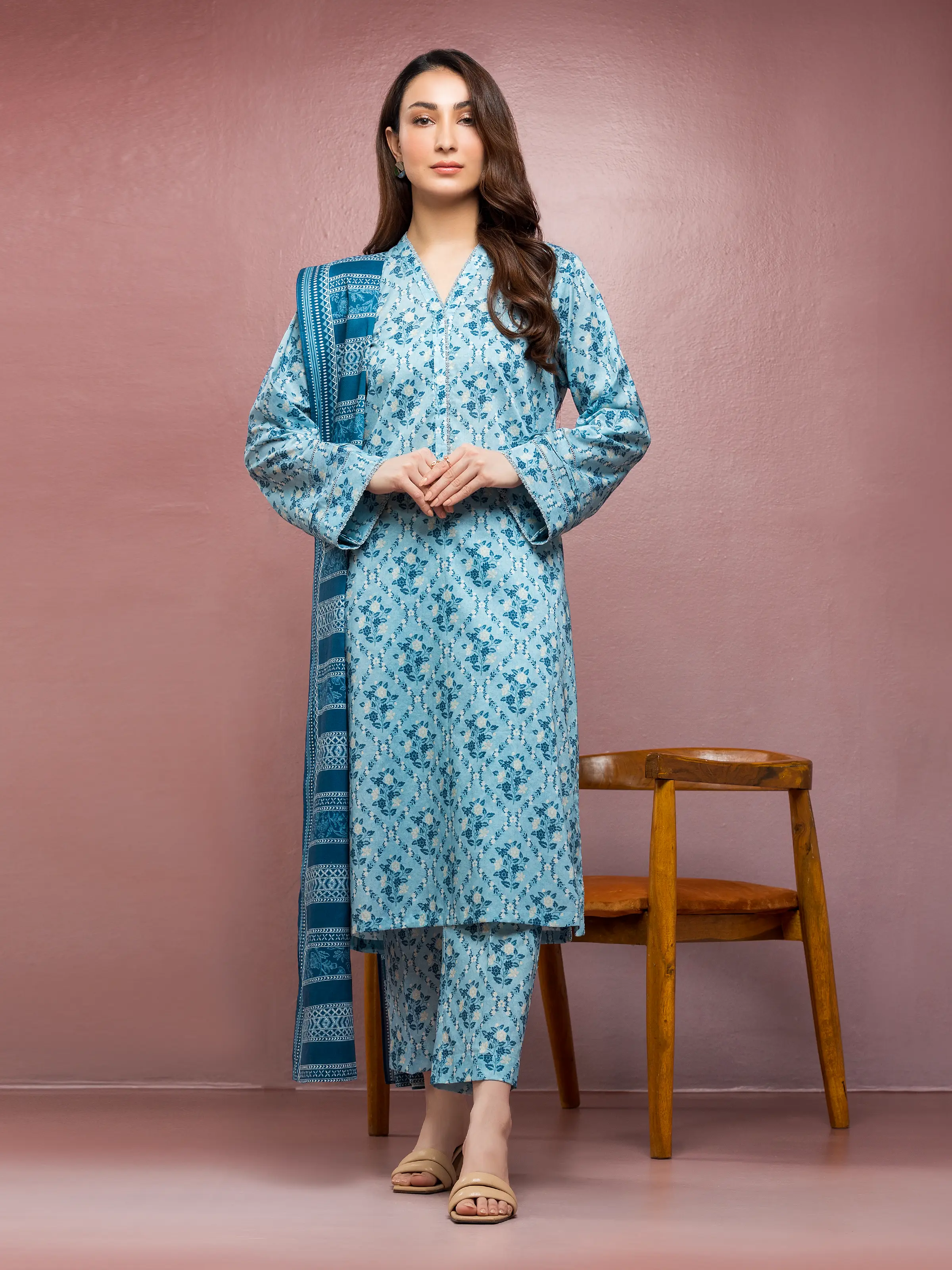 Printed Lawn Suit - EWU5A1-35110-3P