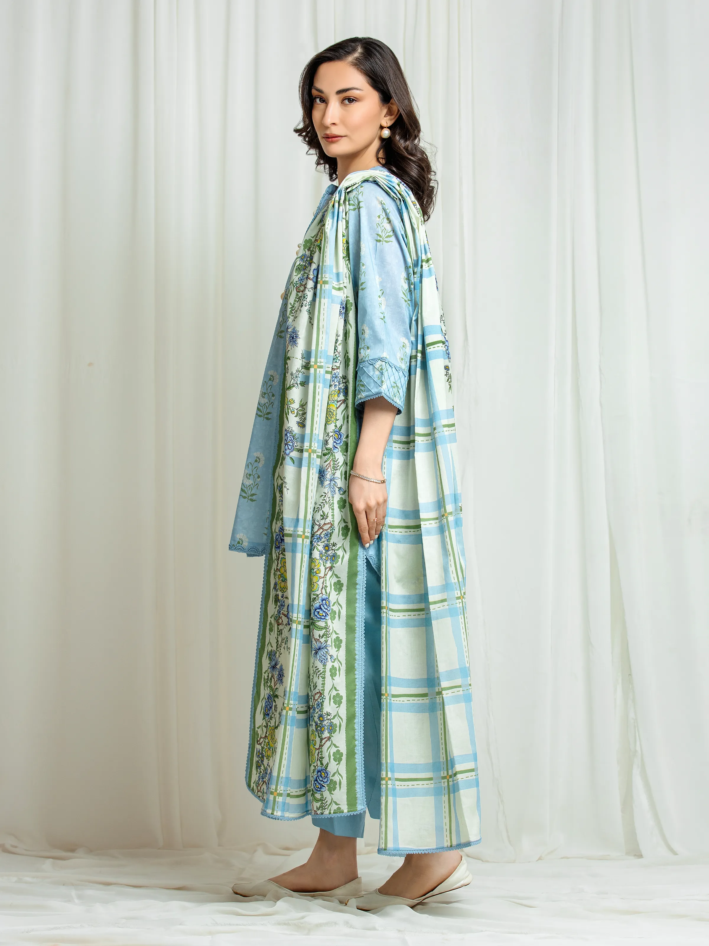 Printed Lawn Suit - EWU6A1-36551-3P - Image 5