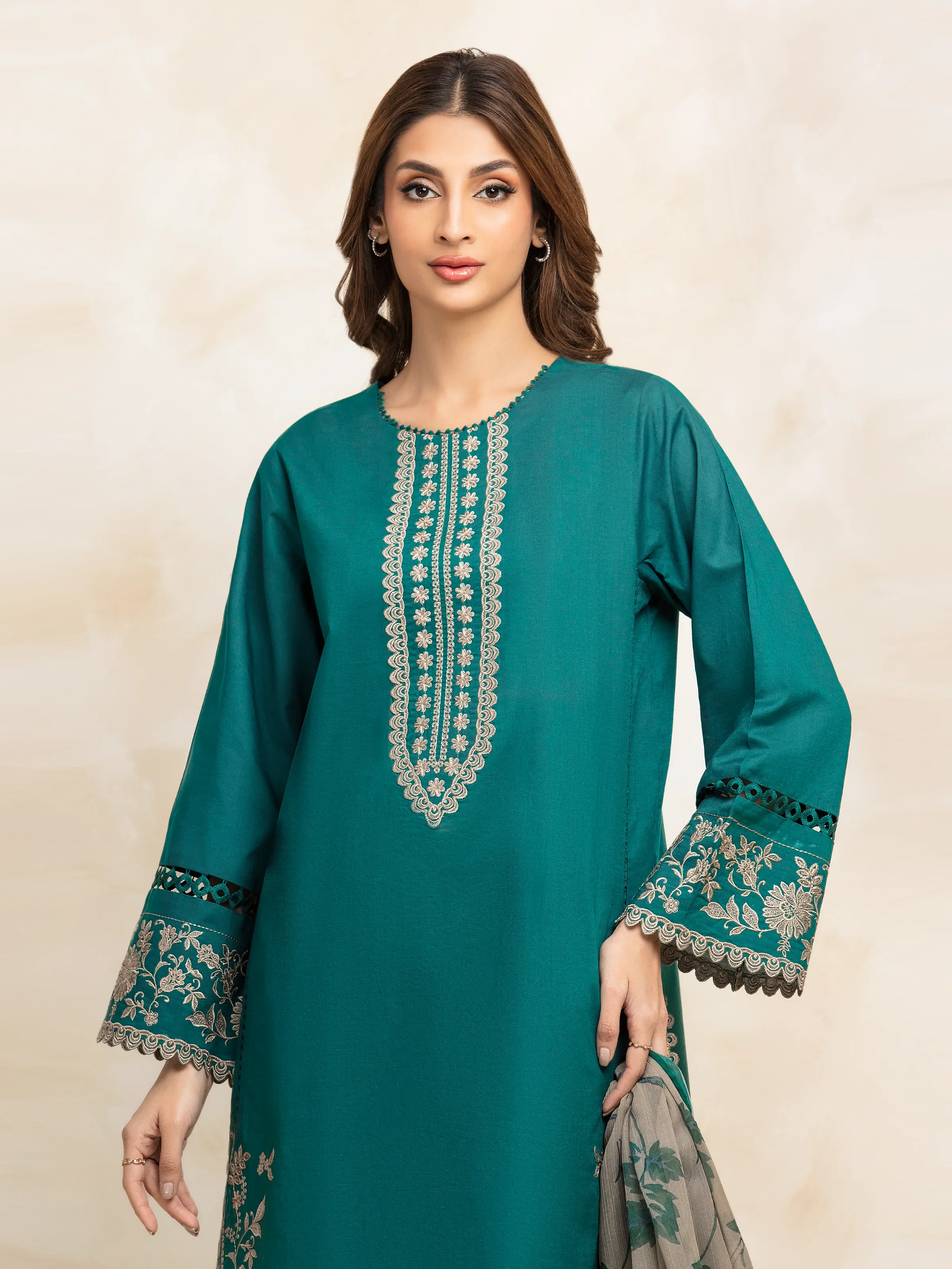Embroidered Cambric Suit - EWU5V2-31031-3P - Image 4