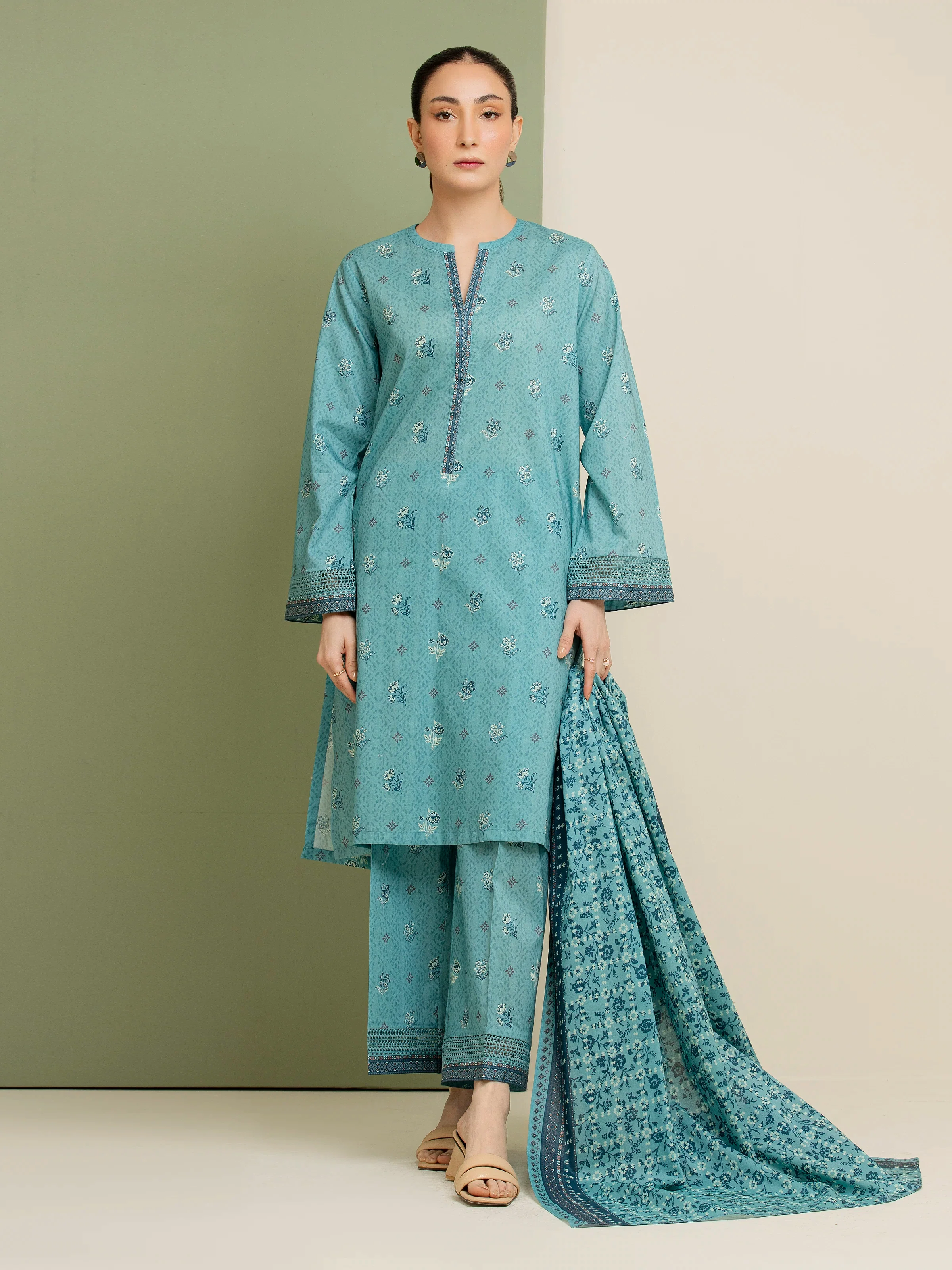 Printed Lawn Suit - EWU5A1-35154-3P