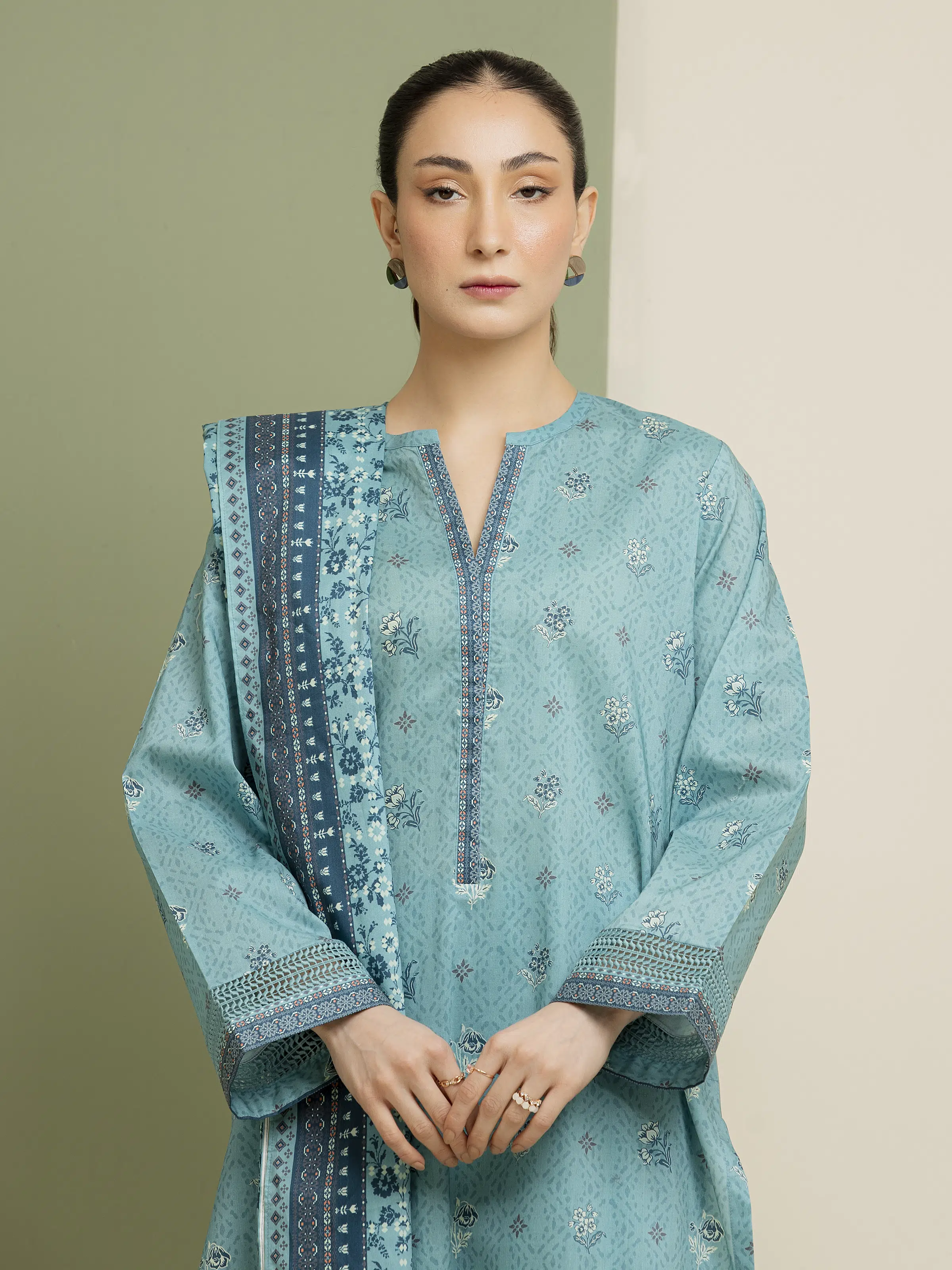 Printed Lawn Suit - EWU5A1-35154-3P - Image 4