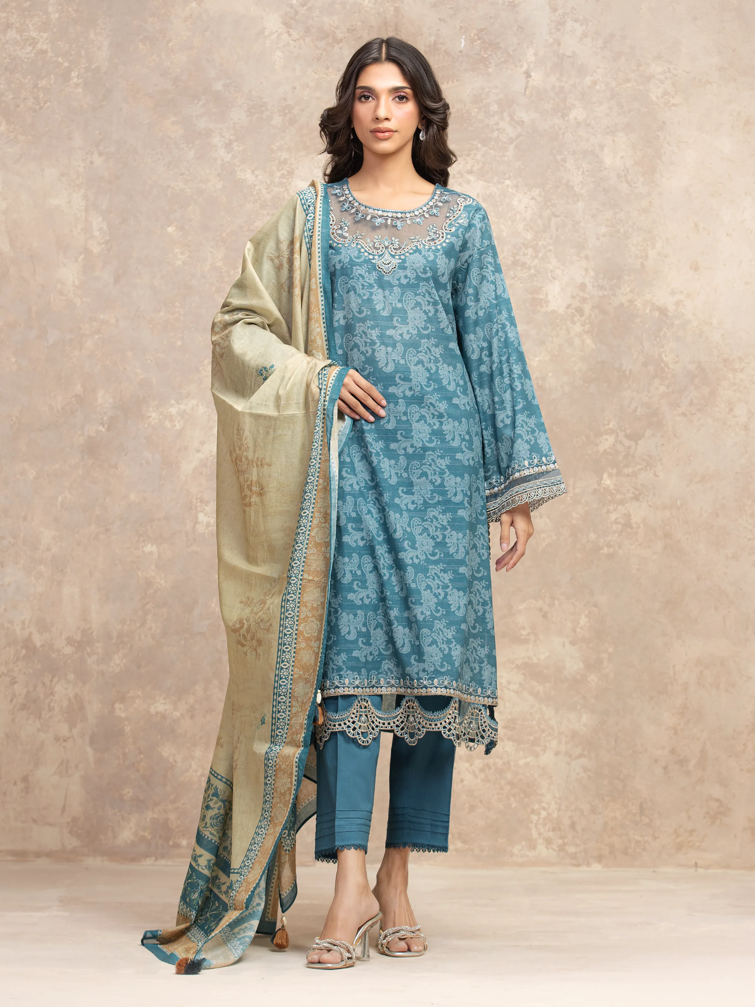 Embroidered Zari Lawn Suit - EWU5V1-31879-3P