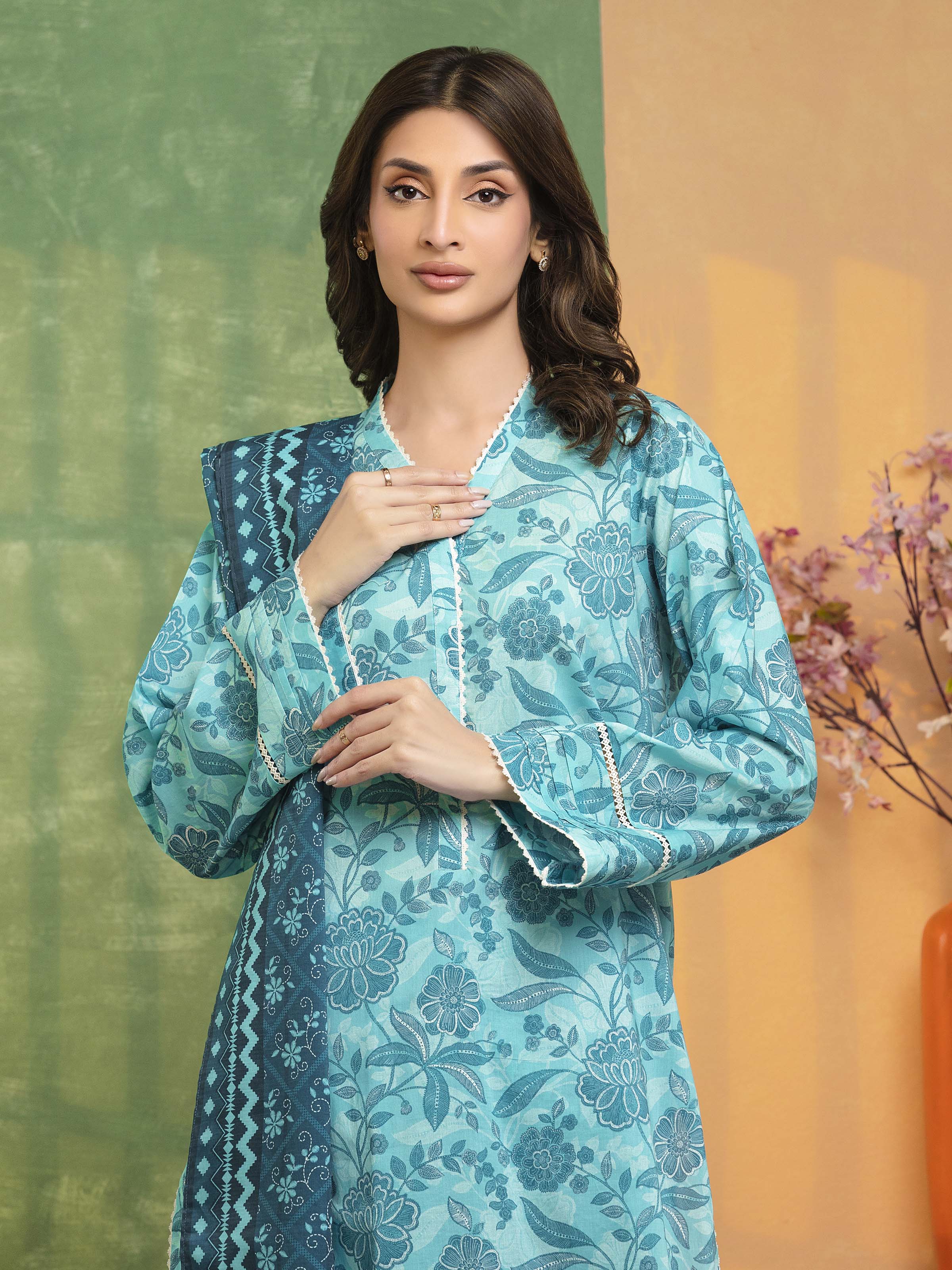 Printed Lawn Suit - EWU5A1-35135-3P - Image 2