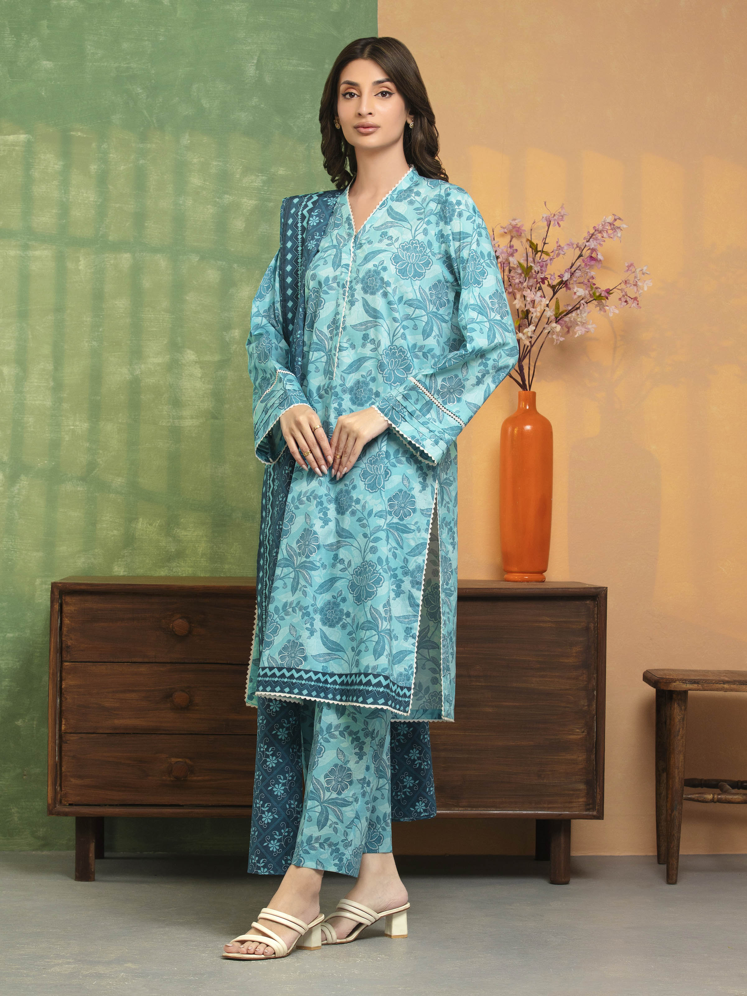 Printed Lawn Suit - EWU5A1-35135-3P - Image 5