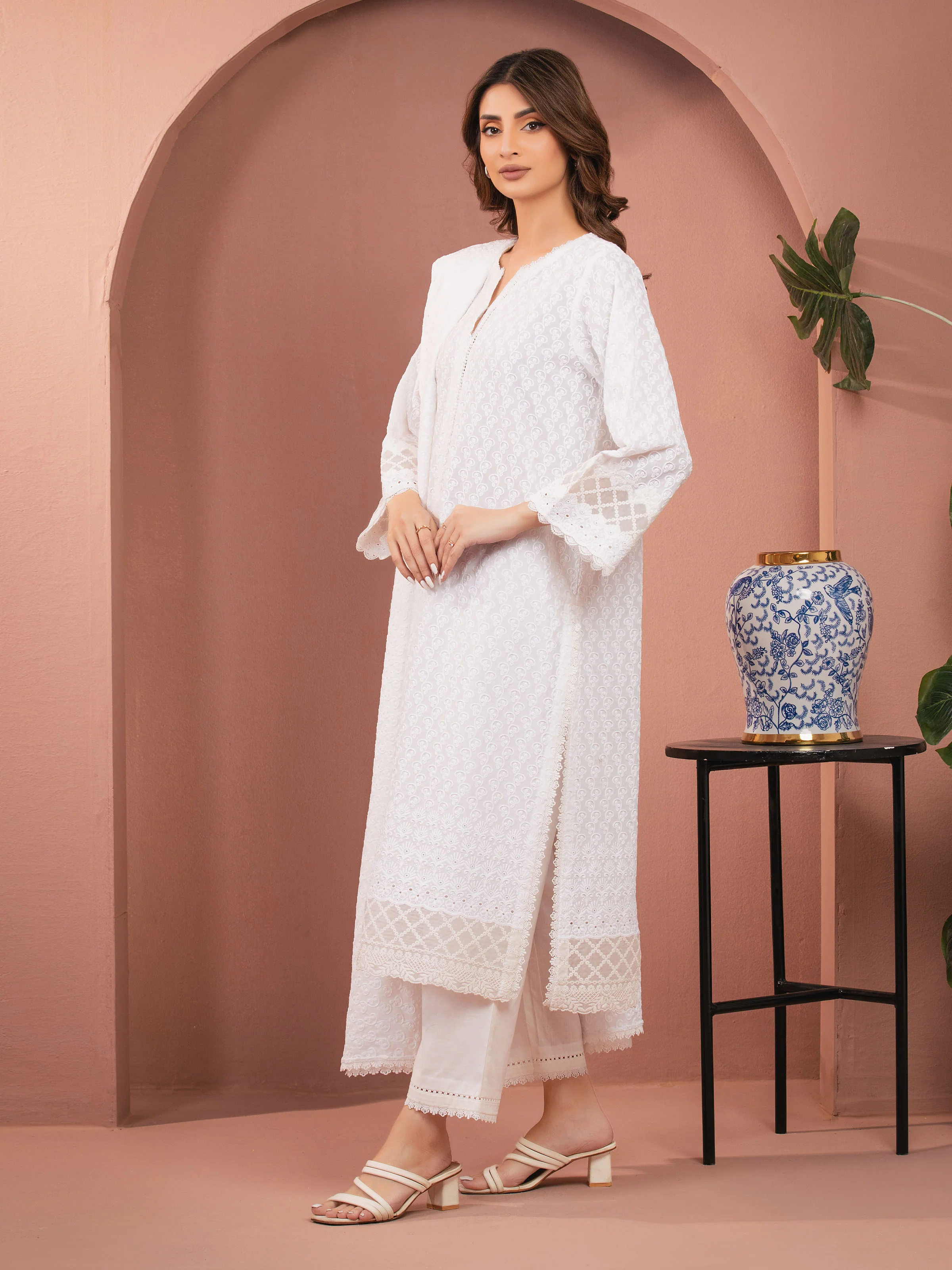 Embroidered Cambric Suit - EWU5V2-31829-3P - Image 4