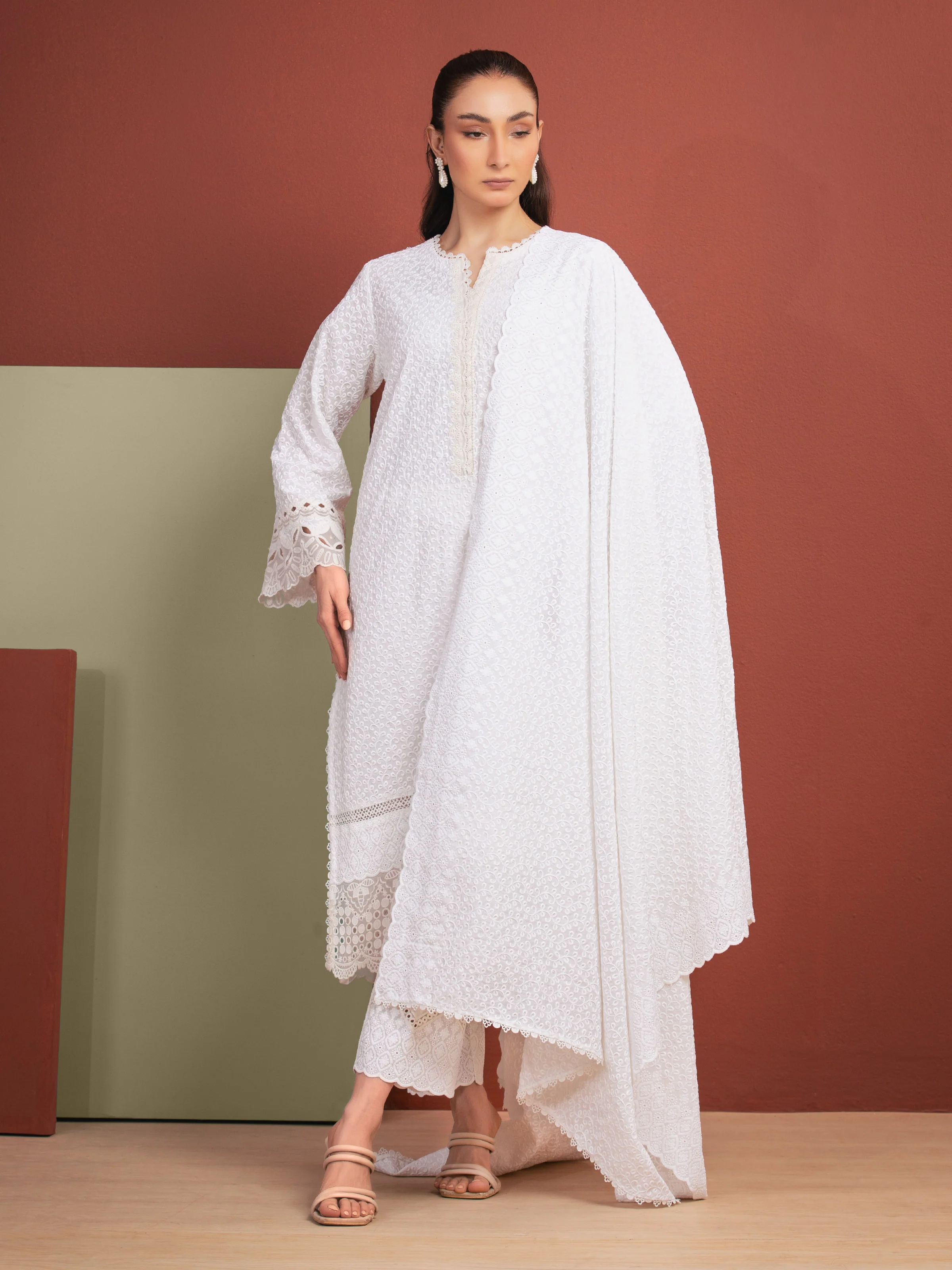 Embroidered Cambric Suit - EWU5V2-31831-3P