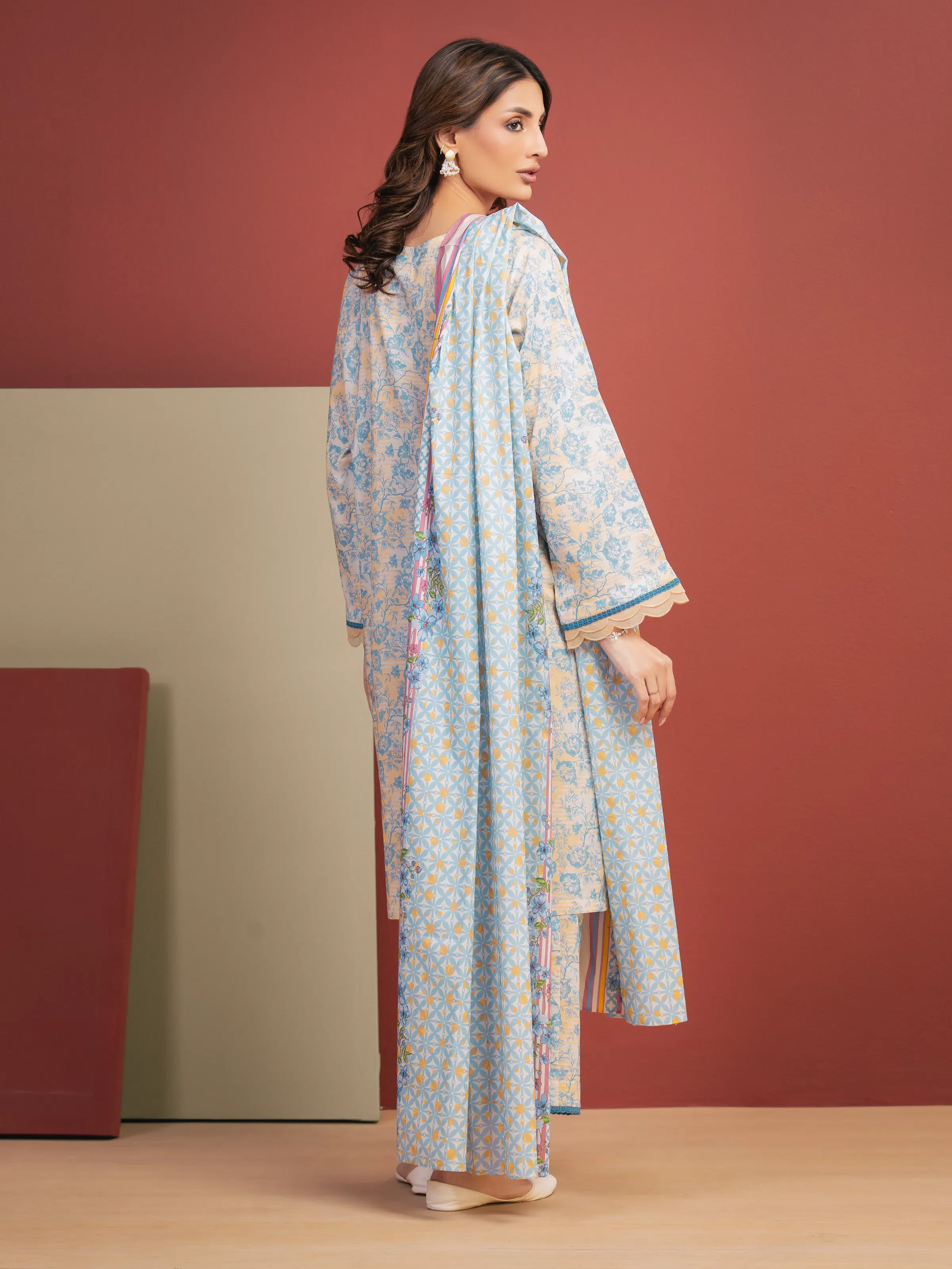 Printed Lawn Suit - EWU5A1-35318-3P - Image 6