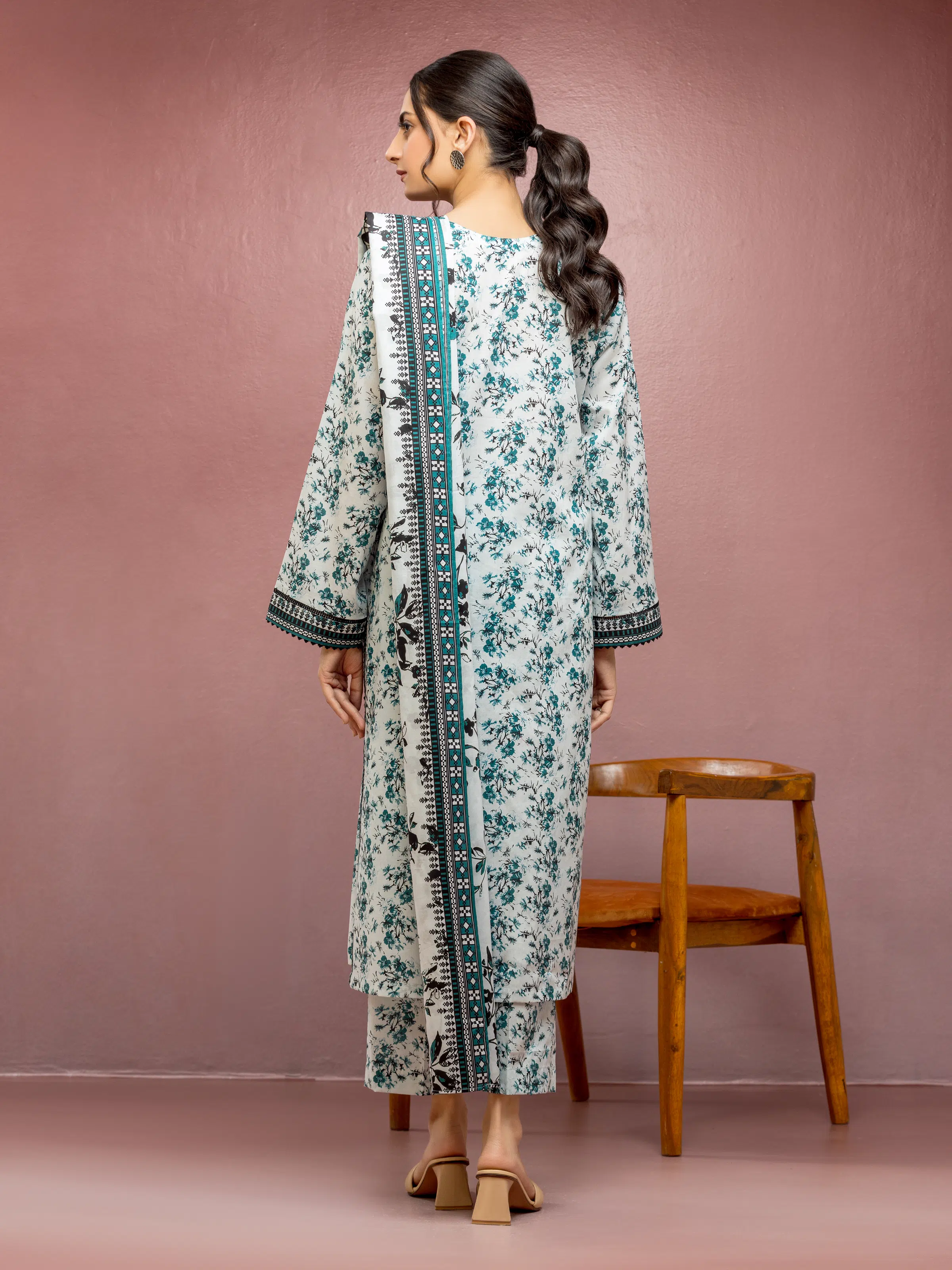 Printed Lawn Suit - EWU5A1-35104-3P - Image 2