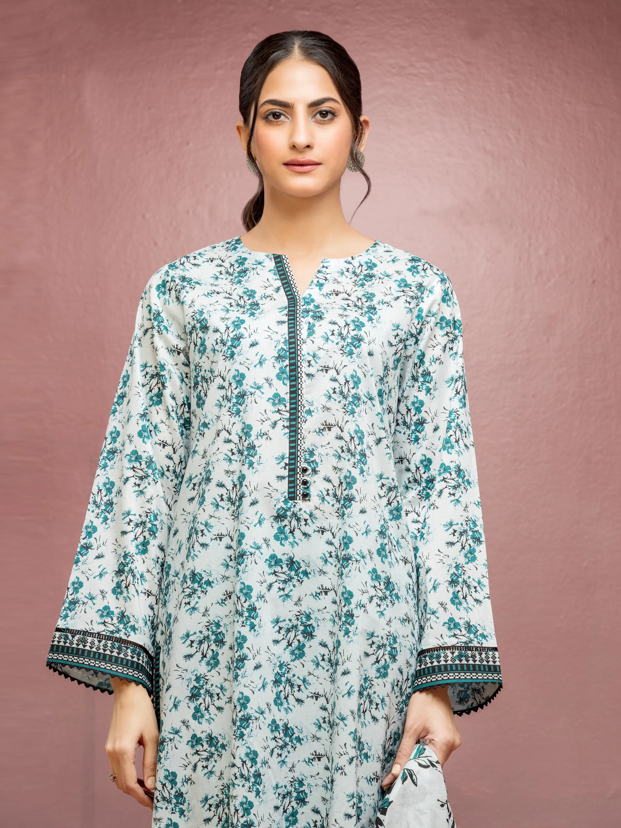Printed Lawn Suit - EWU5A1-35104-3P - Image 3