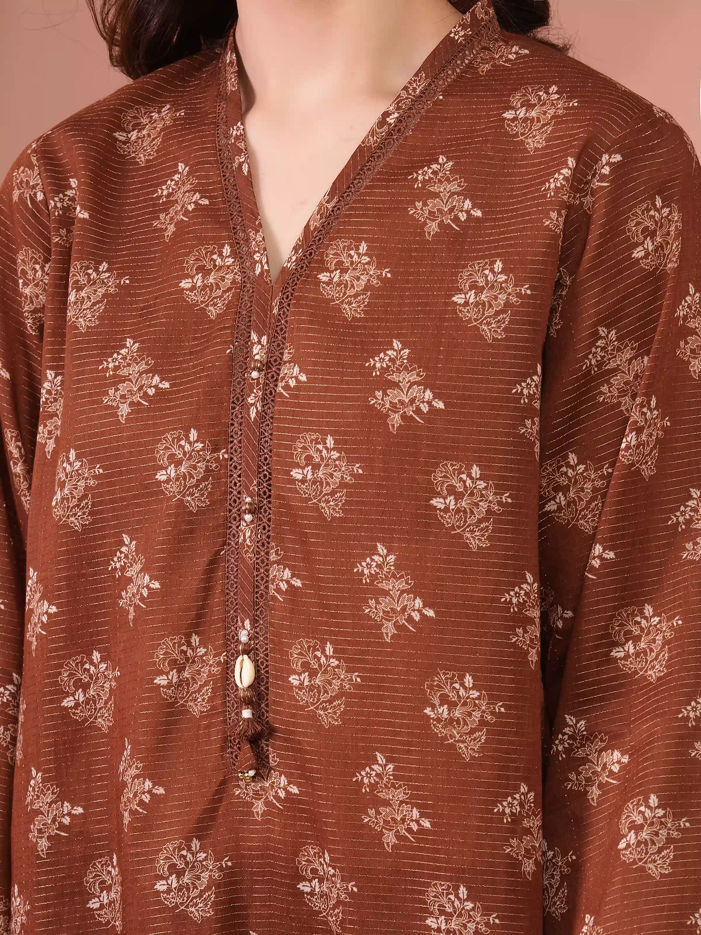 Printed Zari Lawn Suit - EWU5M6-017-3P - Image 3