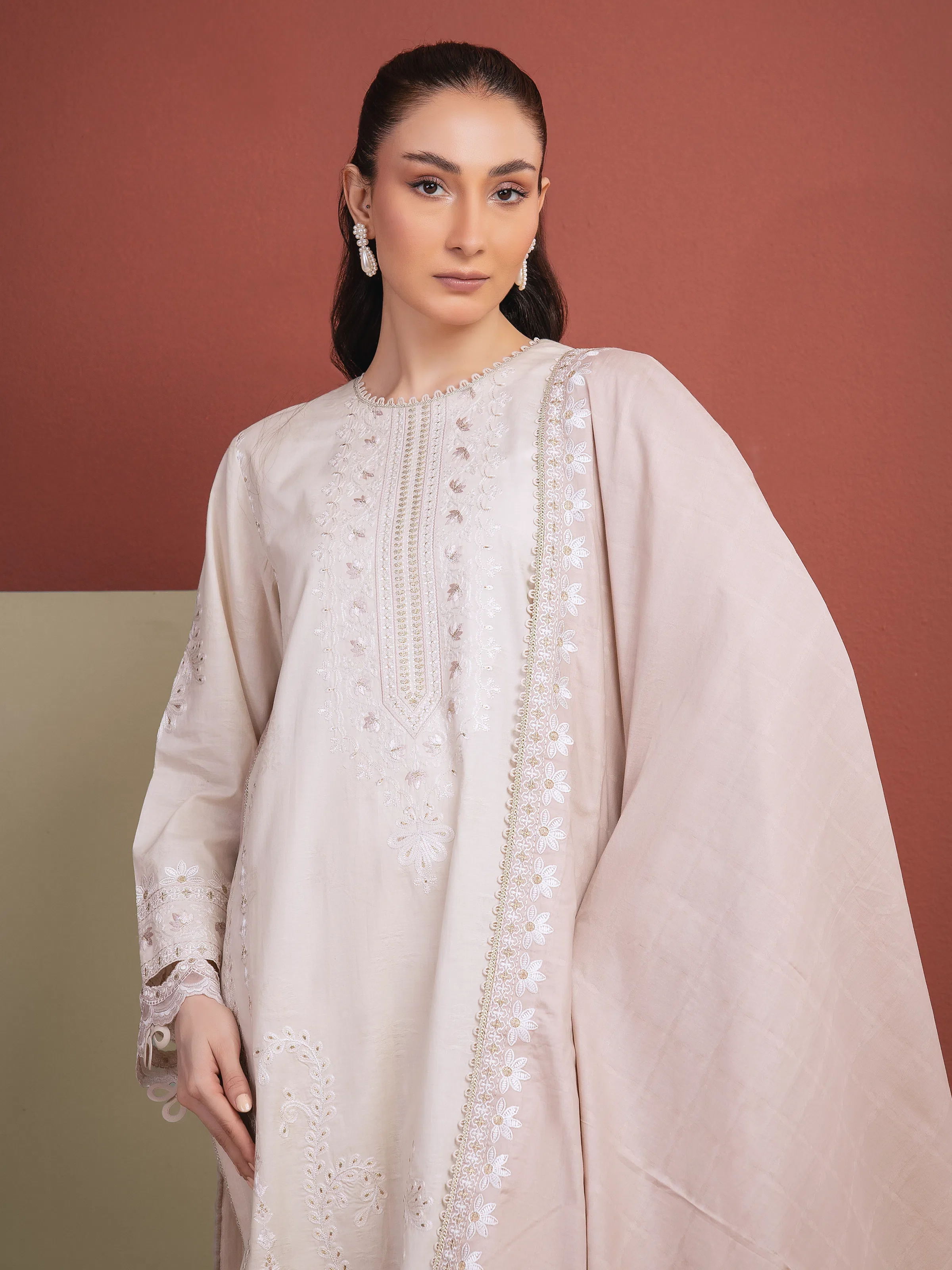 Embroidered Jacquard Suit - EWU5V3-31156-3P - Image 2