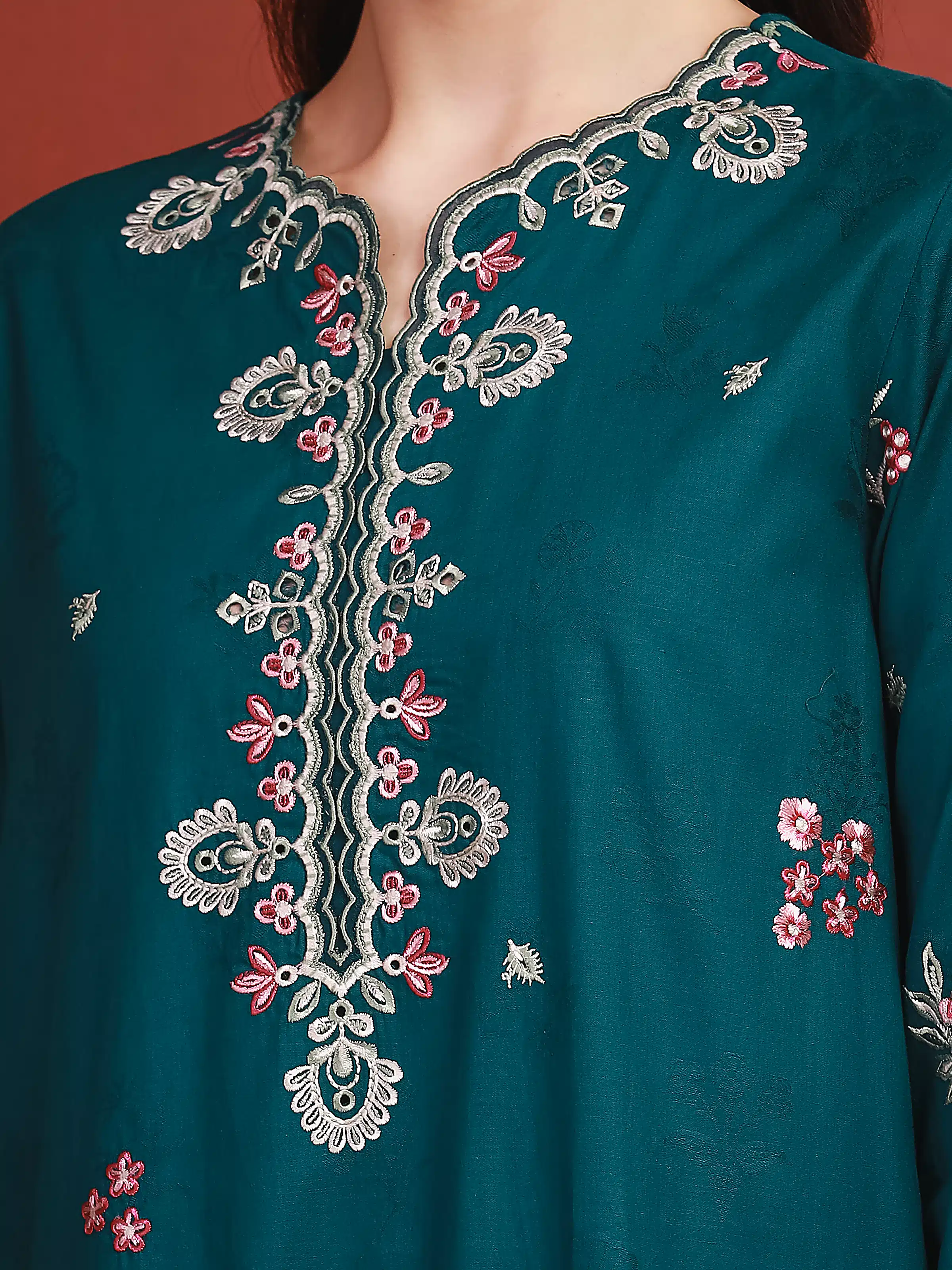 Embroidered Jacquard Suit - EWU5V3-31155-3P - Image 2