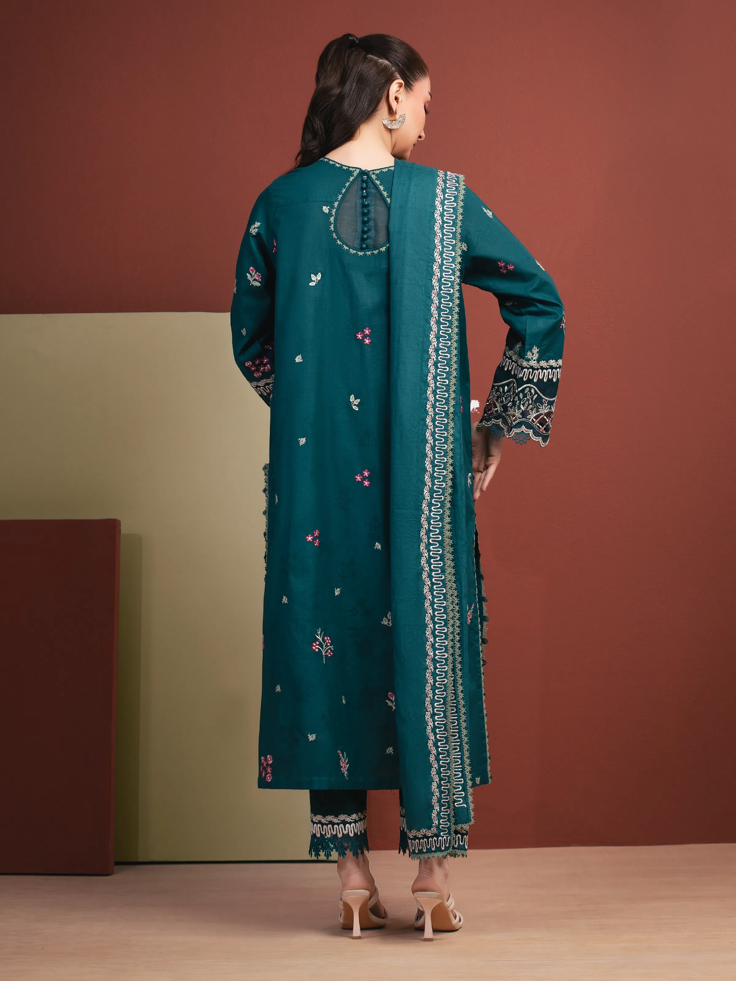 Embroidered Jacquard Suit - EWU5V3-31155-3P - Image 5