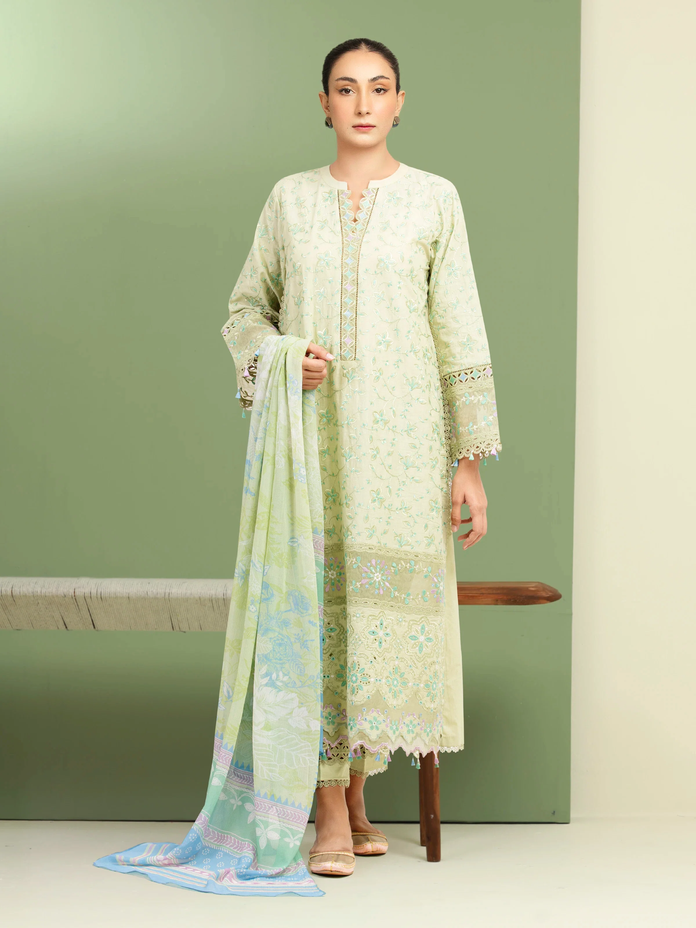 Embroidered Cambric Suit - EWU5V2-31800-3P