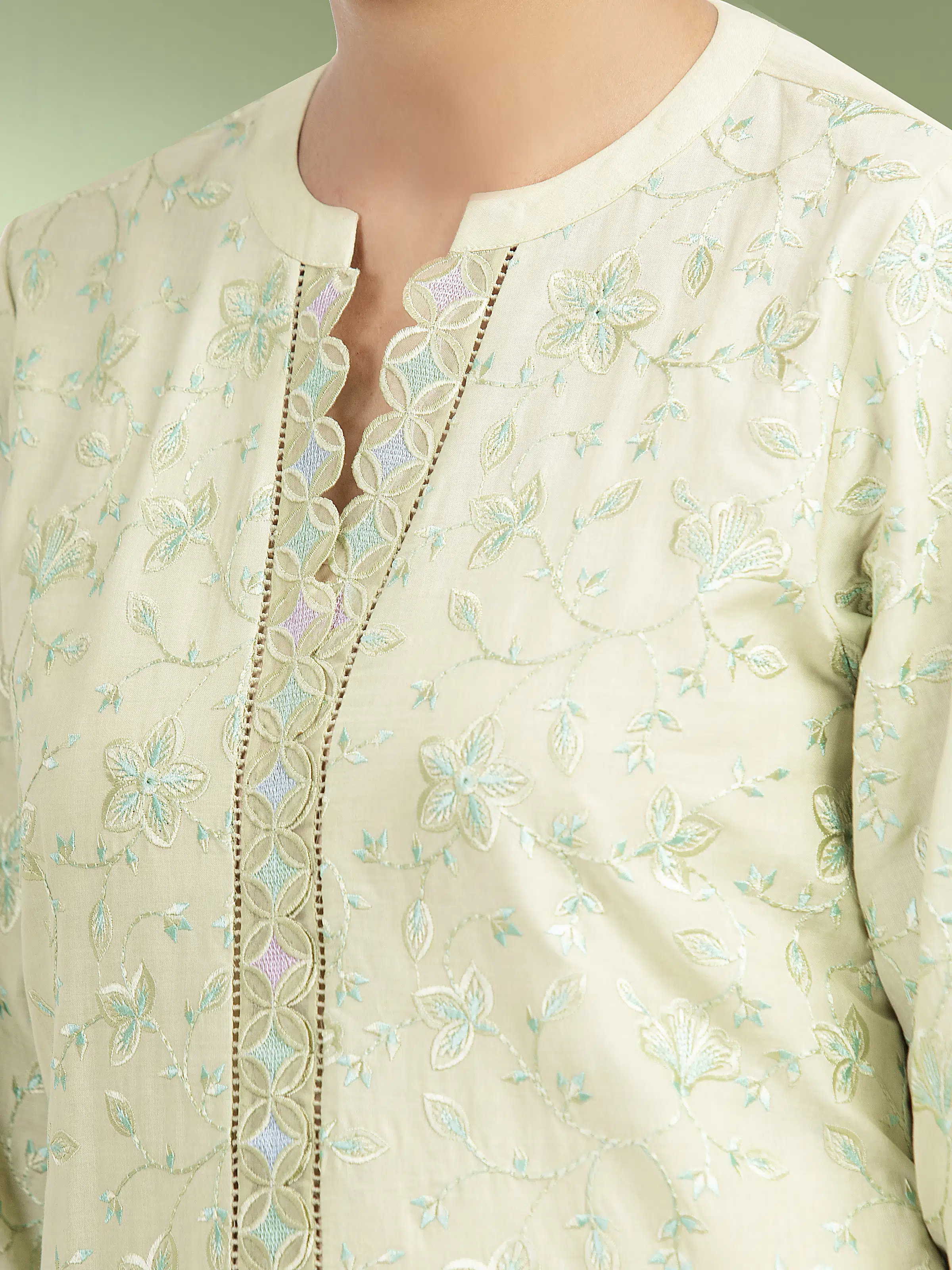 Embroidered Cambric Suit - EWU5V2-31800-3P - Image 2