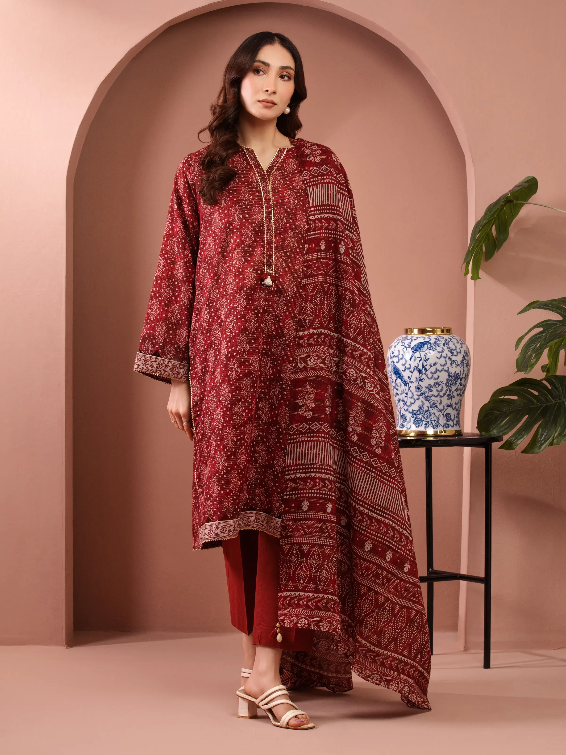 Printed Zari Lawn Suit - EWU5M6-020-3P