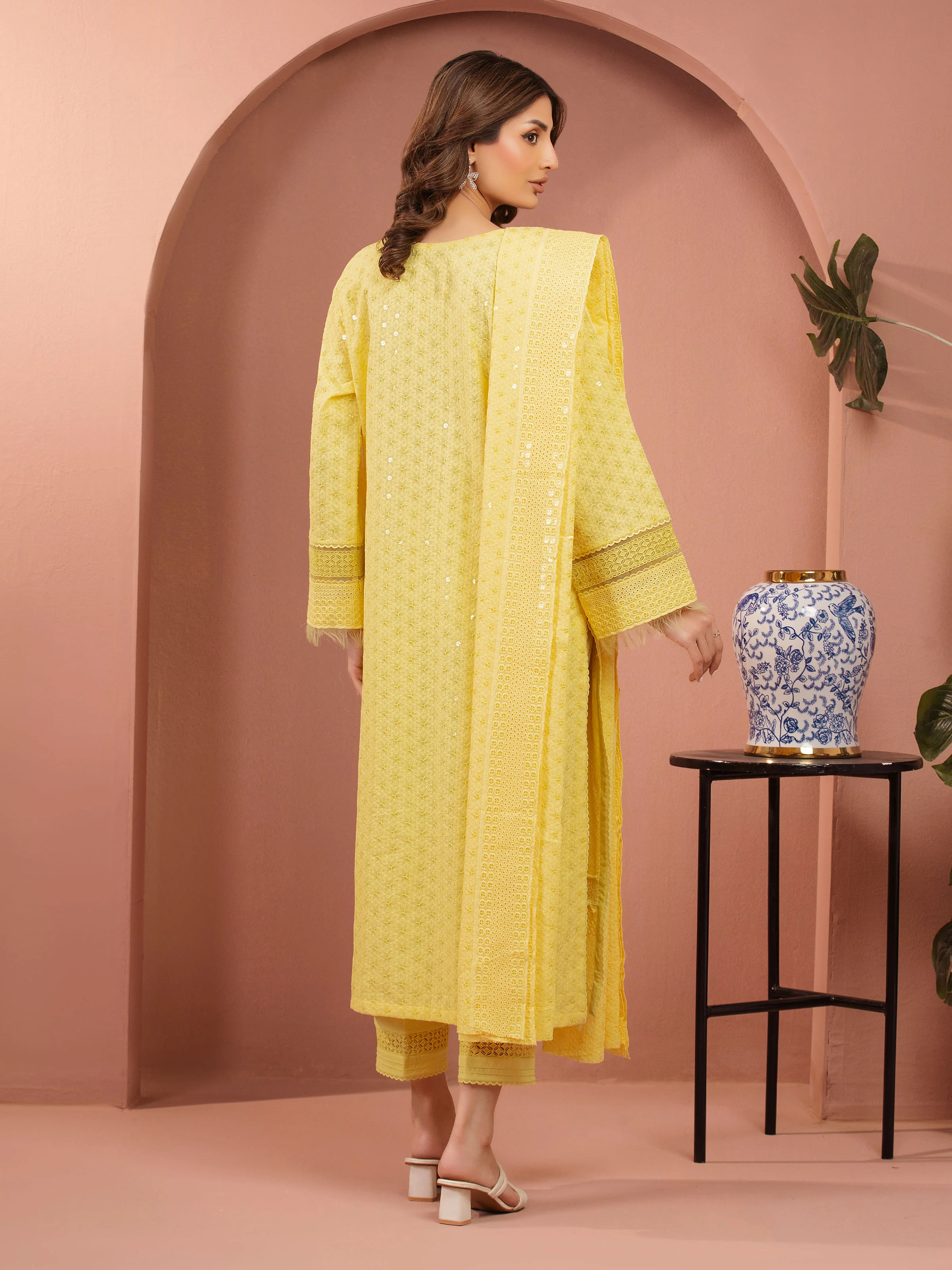 Embroidered Cambric Suit - EWU5V2-31826-3P - Image 5