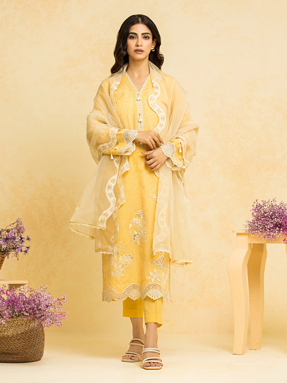 Embroidered Dobby Shirt Trouser - EWU24V7-28770ST
