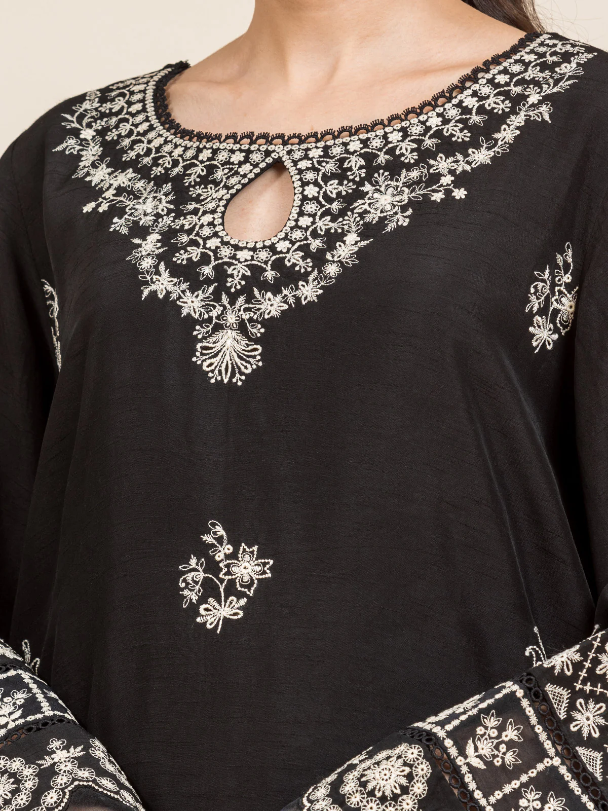 Embroidered Raw Silk Suit - EWU24V16-30125-3P - Image 3