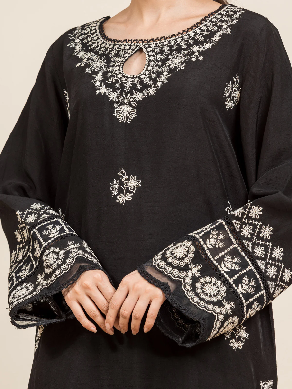 Embroidered Raw Silk Suit - EWU24V16-30125-3P - Image 4