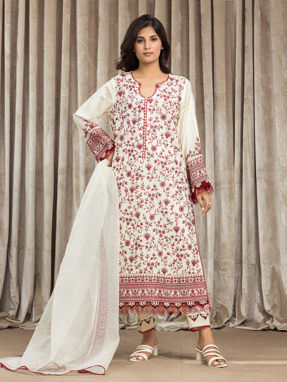 Embroidered Cambric Suit - EWU24V2-30111-3P