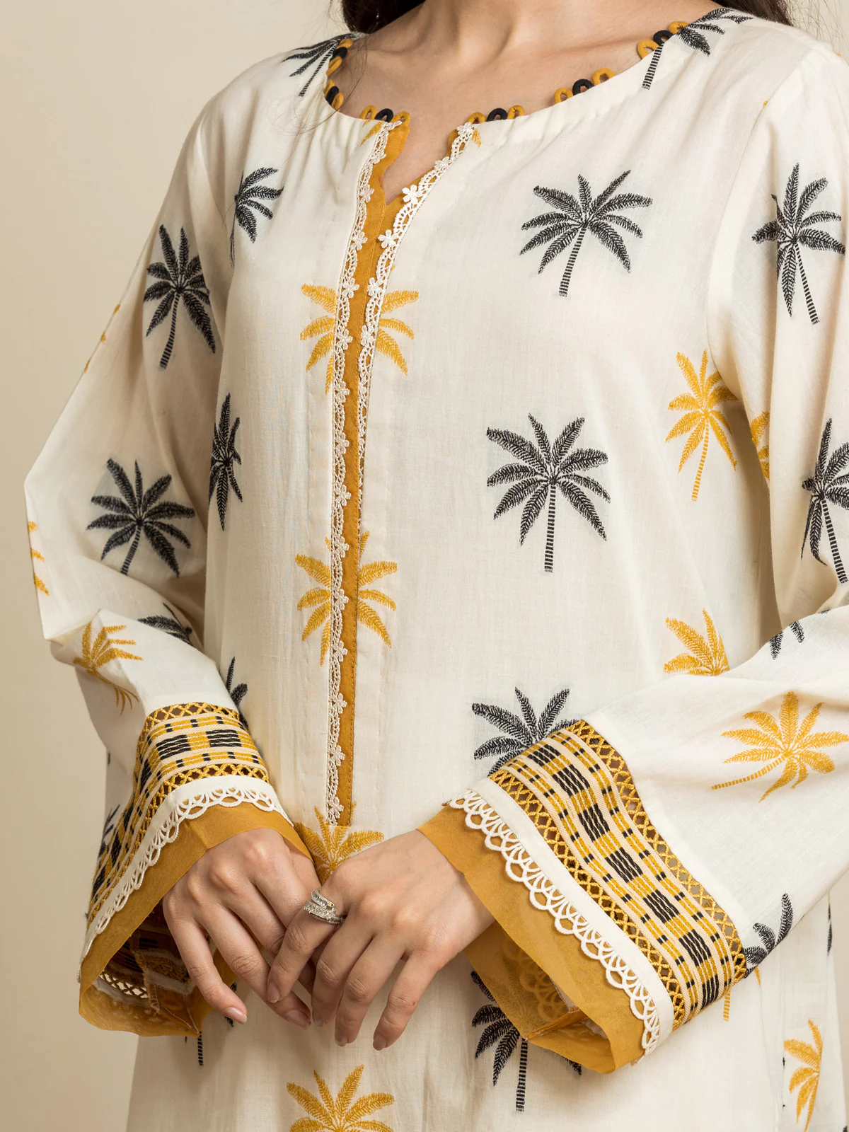 Embroidered Jacquard Suit - EWU24V3-30053-3P - Image 2