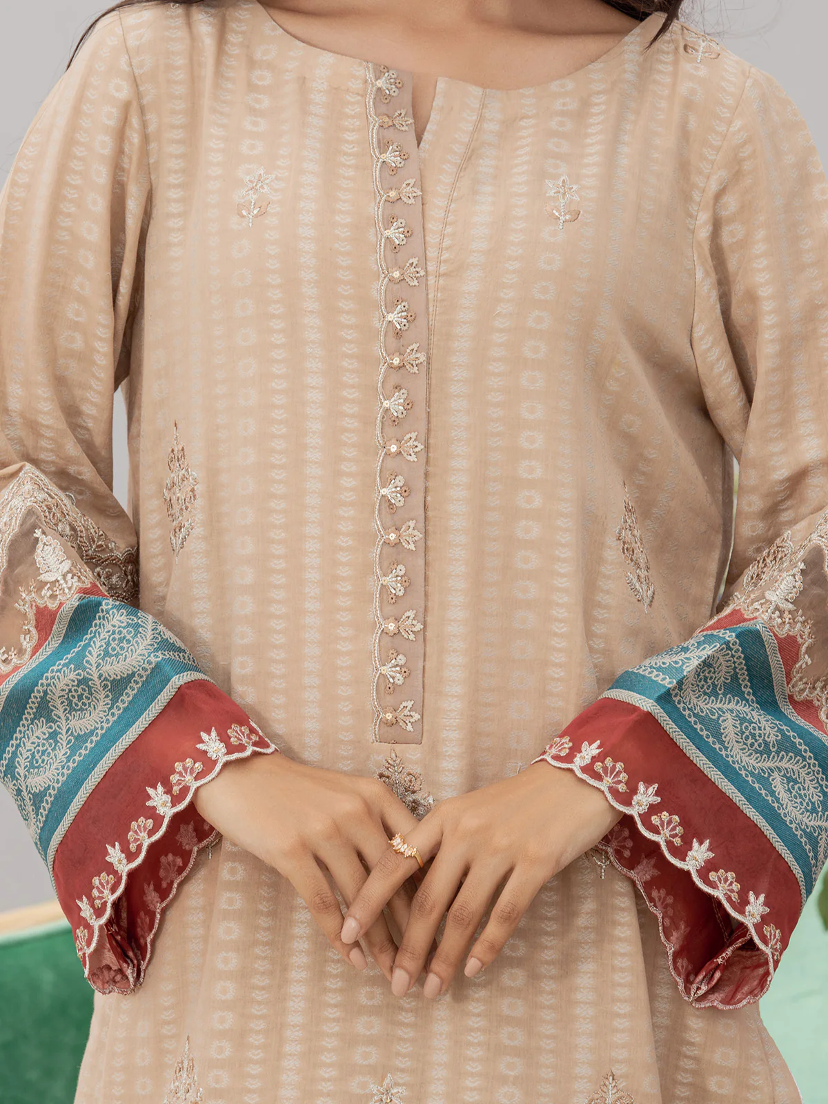 Embroidered Jacquard Suit - EWU24V3-26734-3P - Image 2