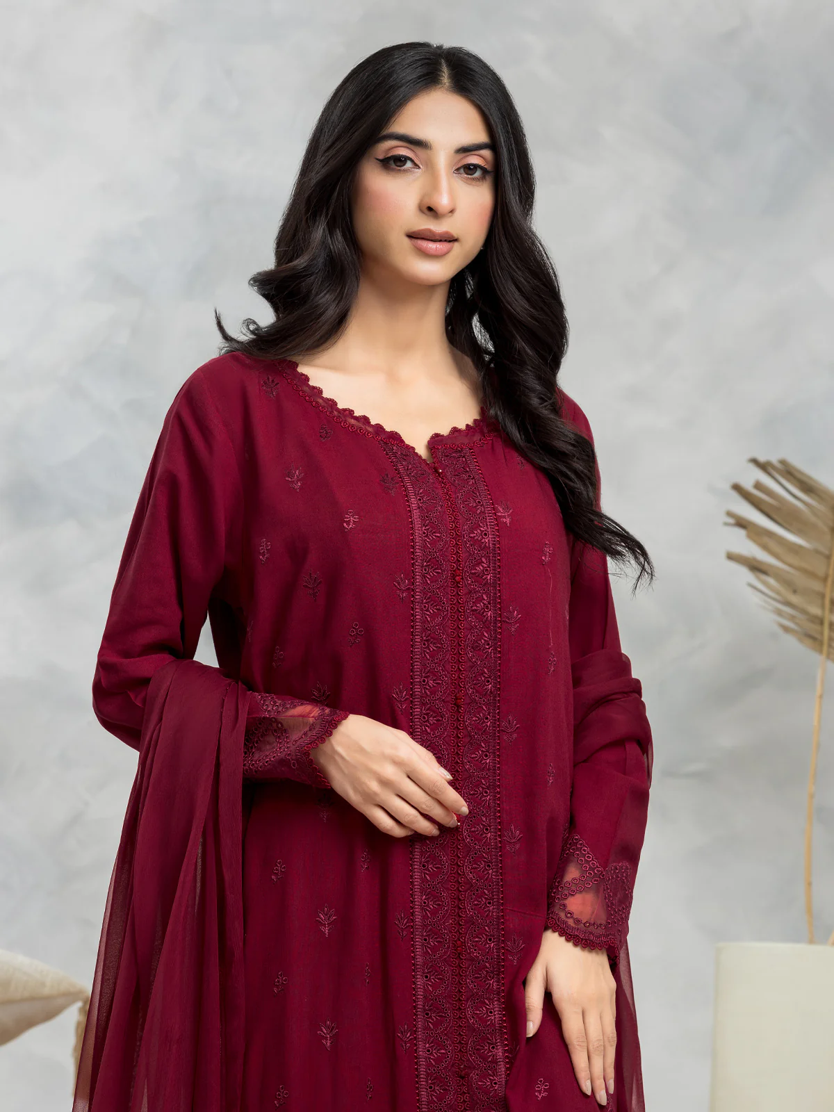 Embroidered Cambric Suit - EWU24V2-30151-3P - Image 2