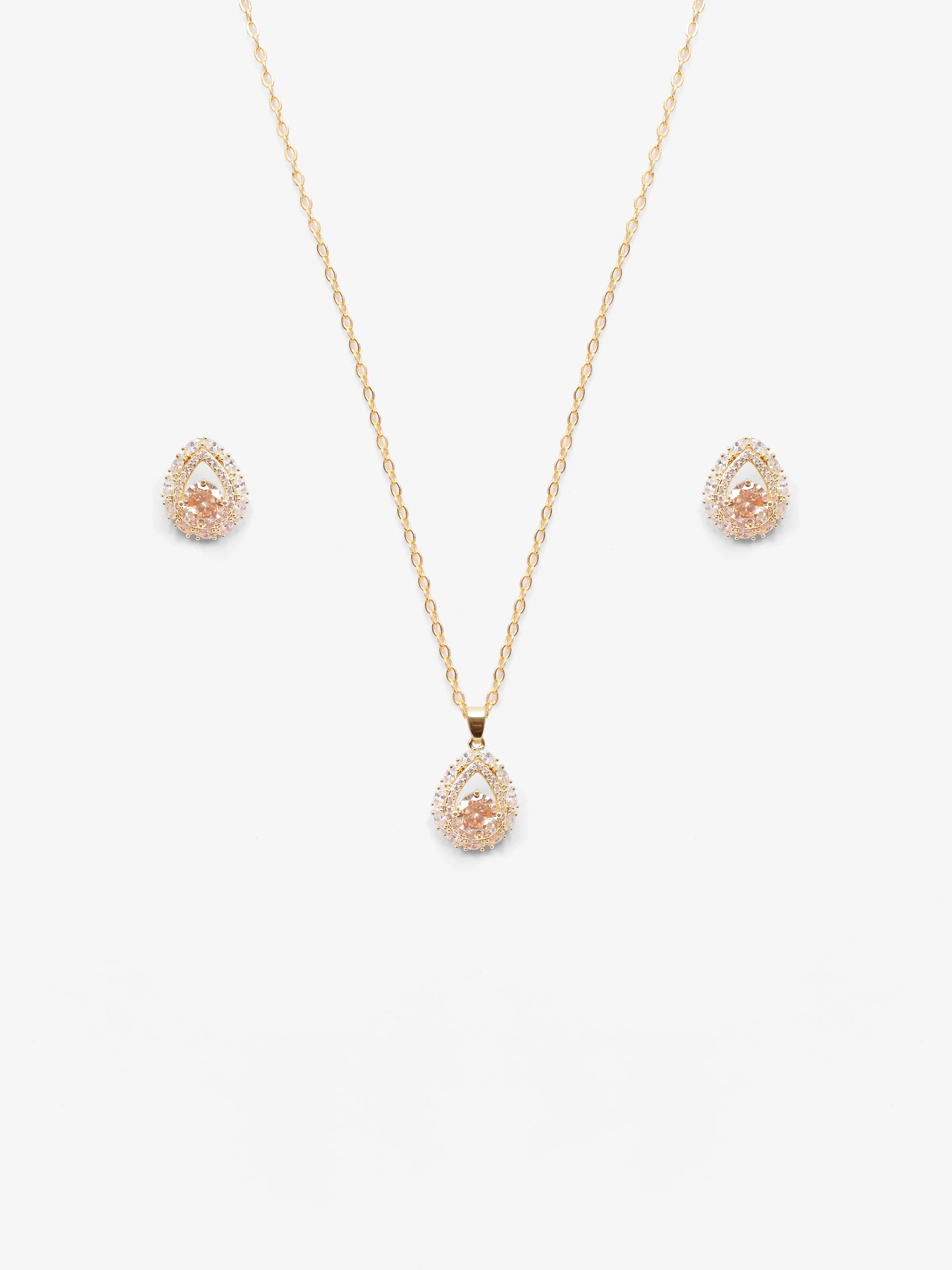 Teardrop Halo Gold Set - EAWJS5-013