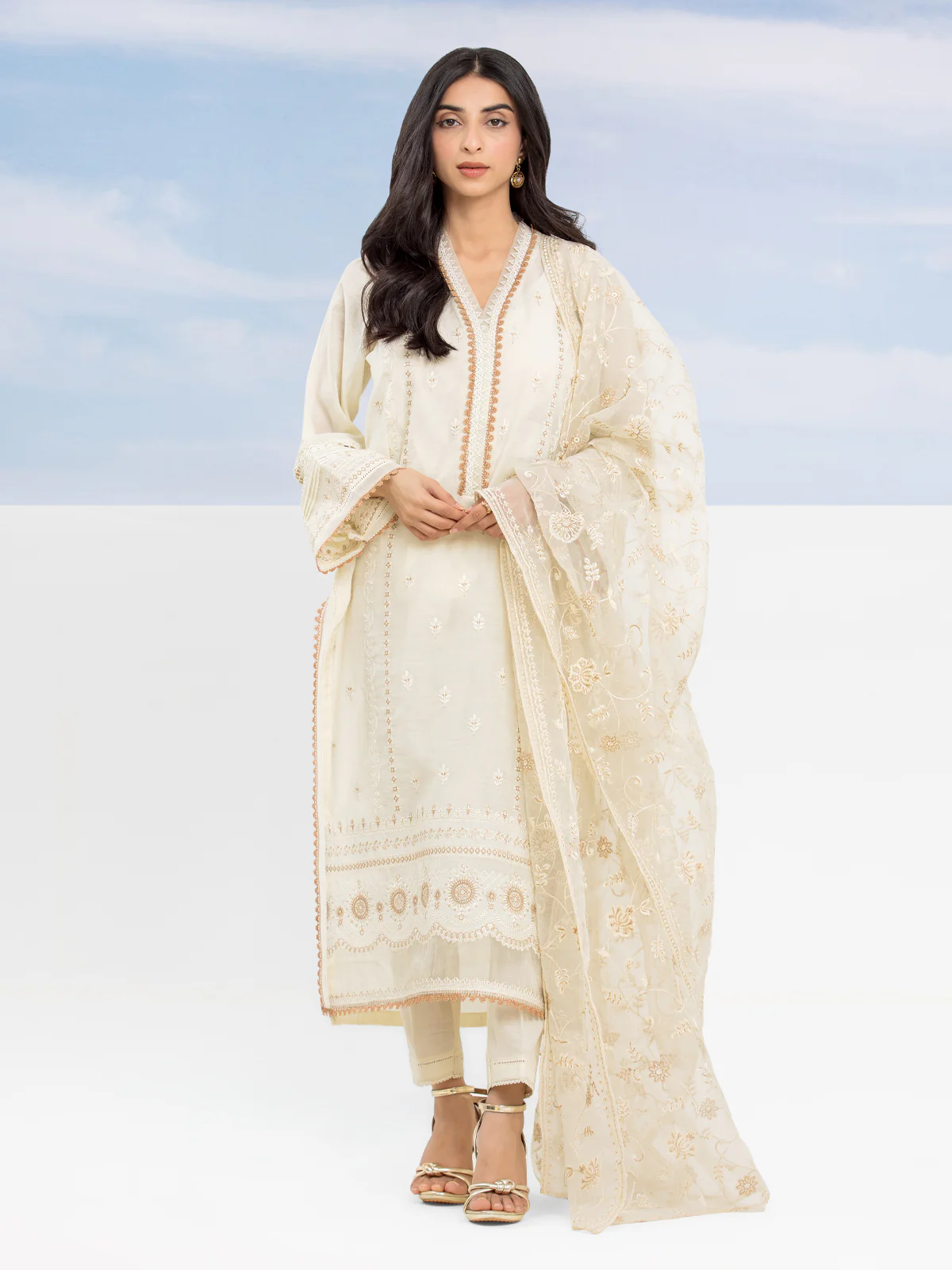 Embroidered Chanderi Suit - EWU24V6-30116-3P