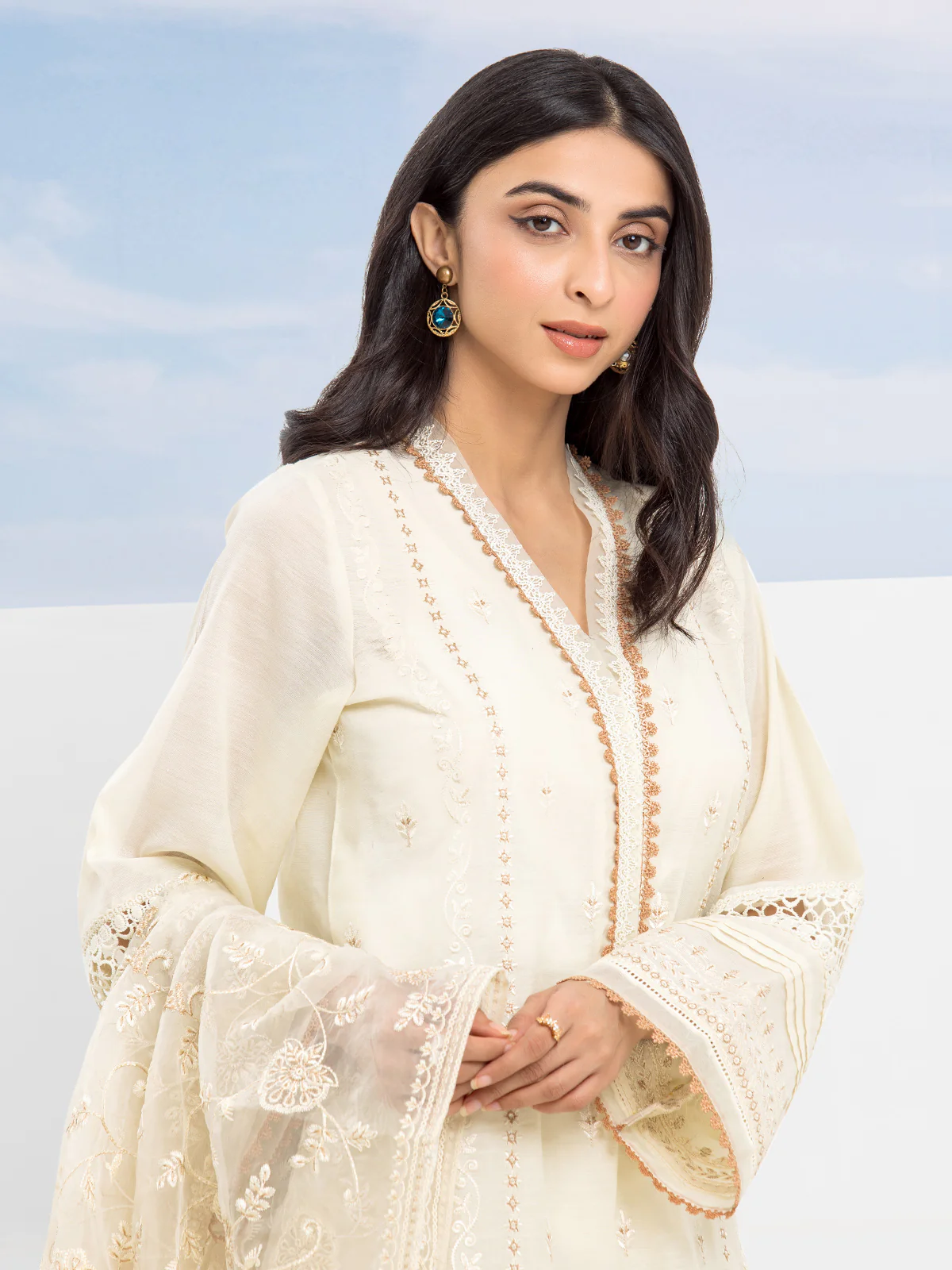 Embroidered Chanderi Suit - EWU24V6-30116-3P - Image 3