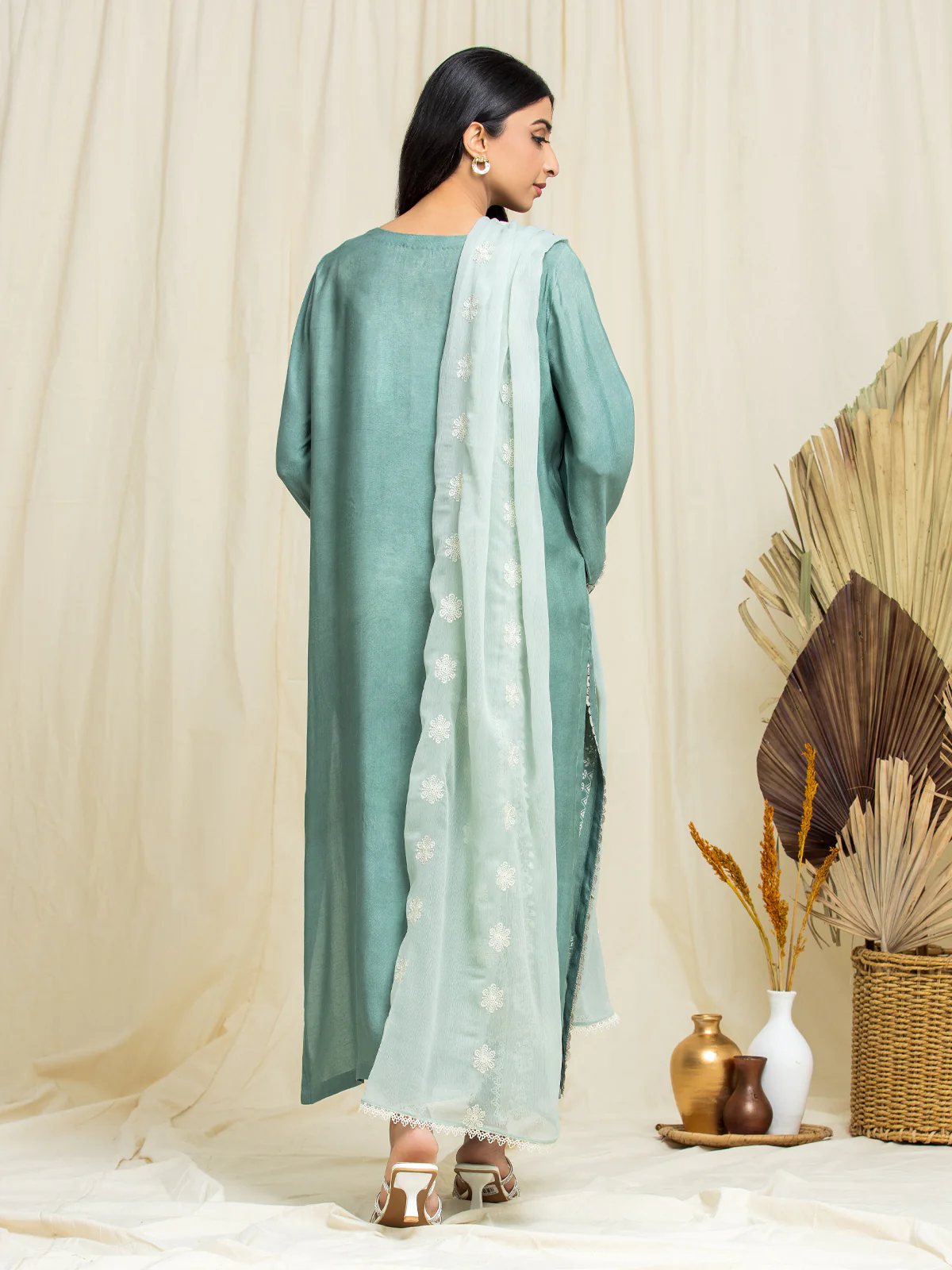 Embroidered Silk Suit - EWU24V16-30102 - Image 4