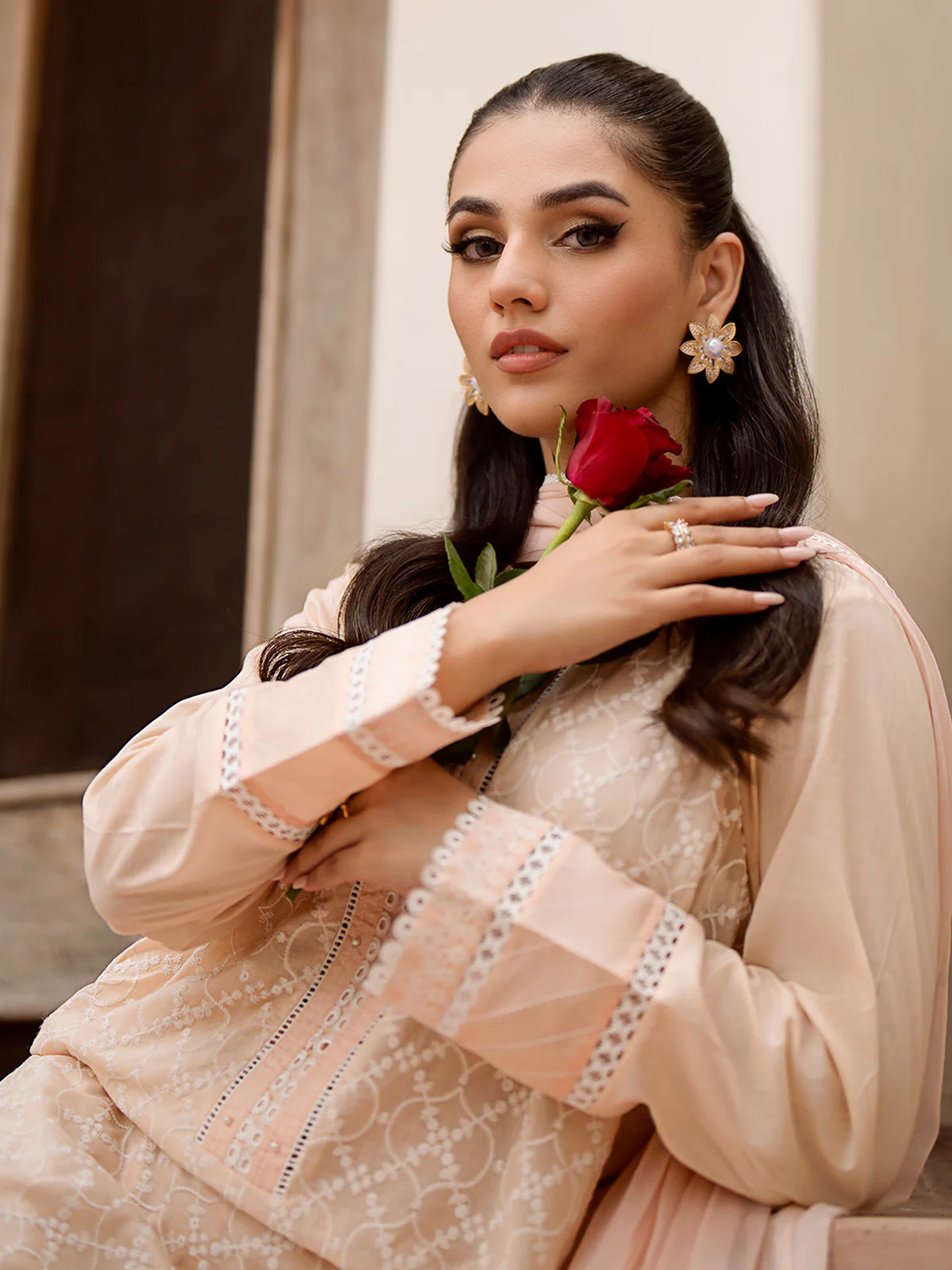 Embroidered Cambric Suit - EWU24V2-28618-3P - Image 2