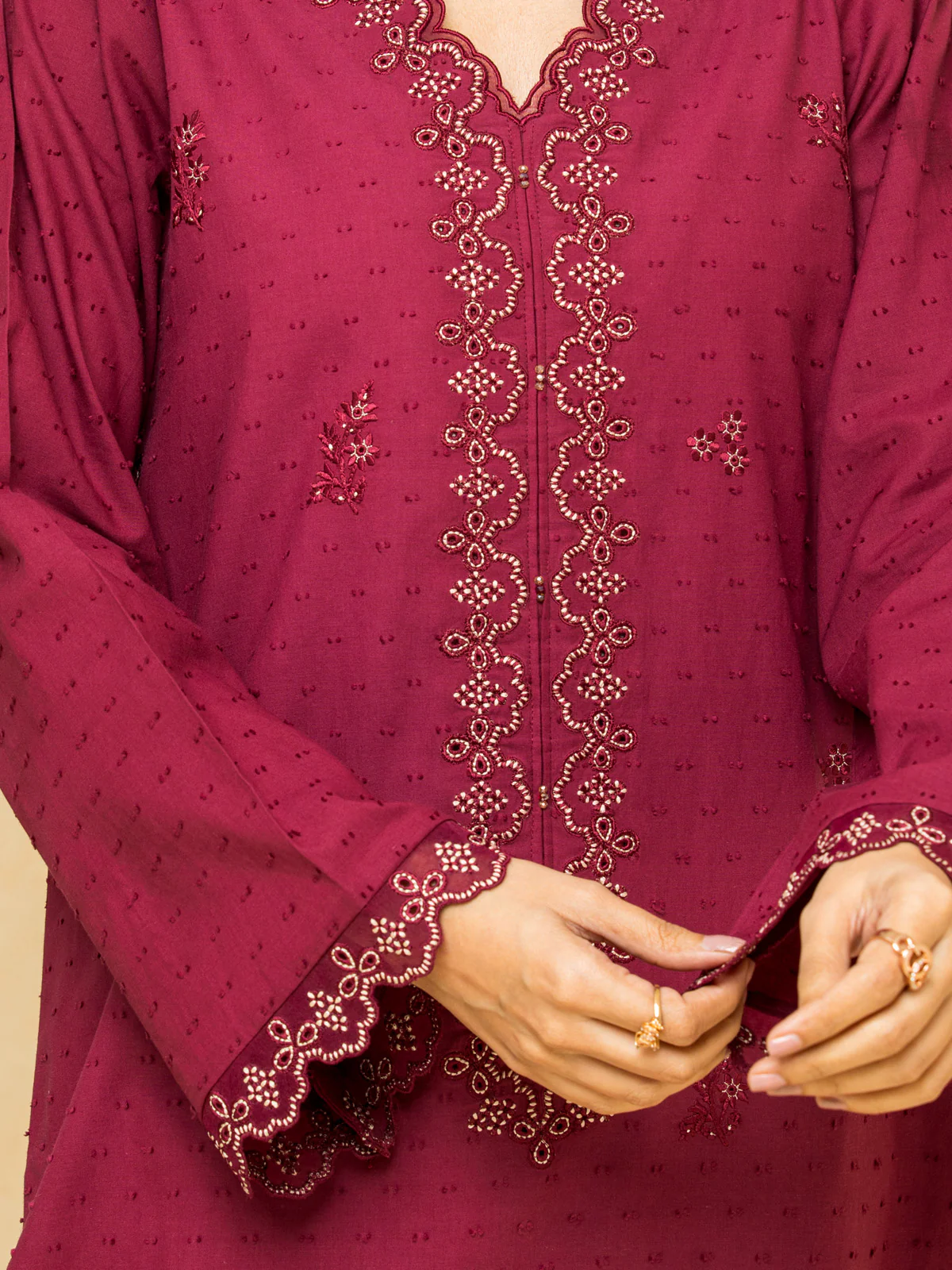 Embroidered Dobby Suit - EWU24V7-28775-3P - Image 3