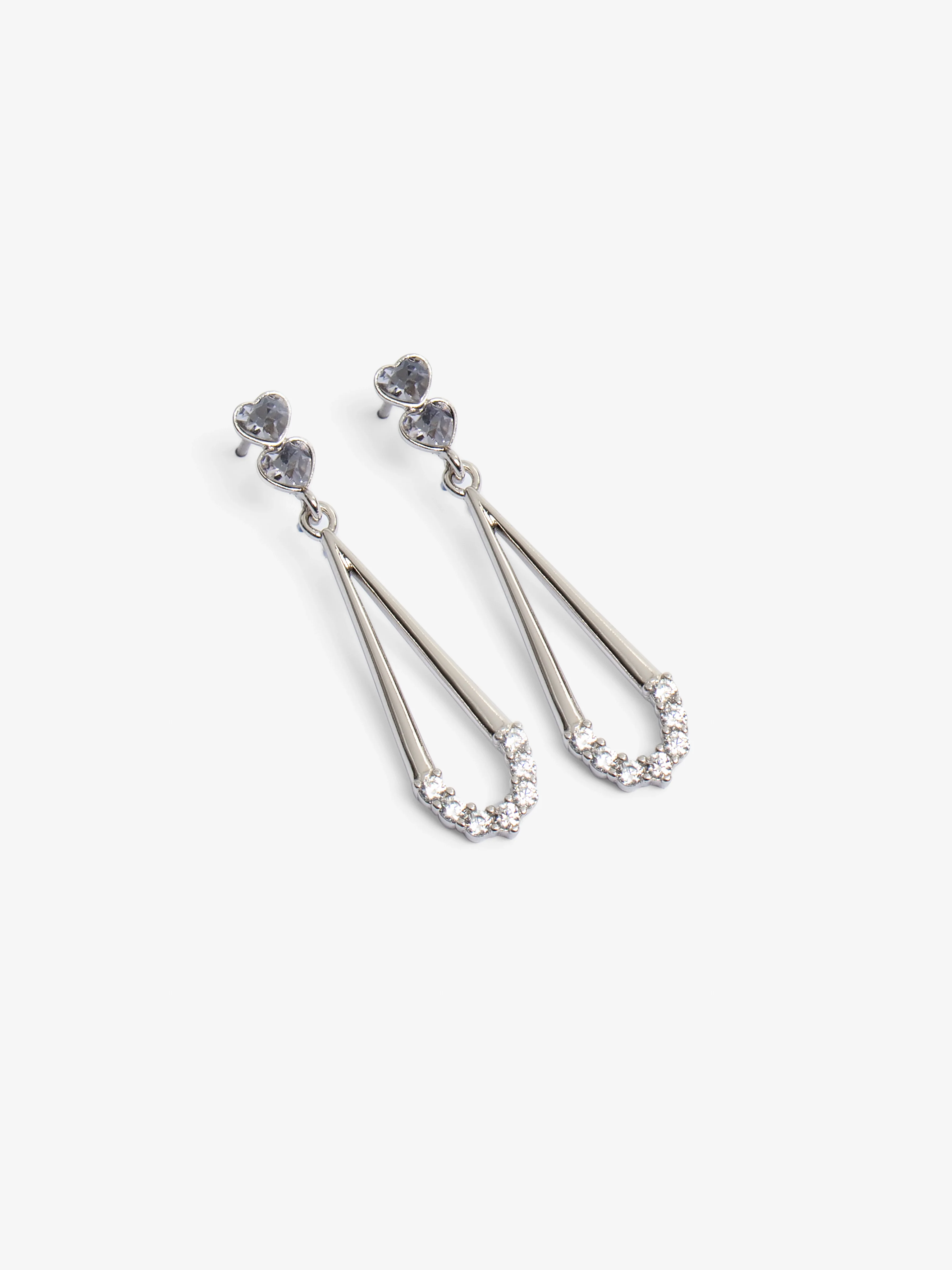 Heart Stud Drop Earrings - EAWE5-010
