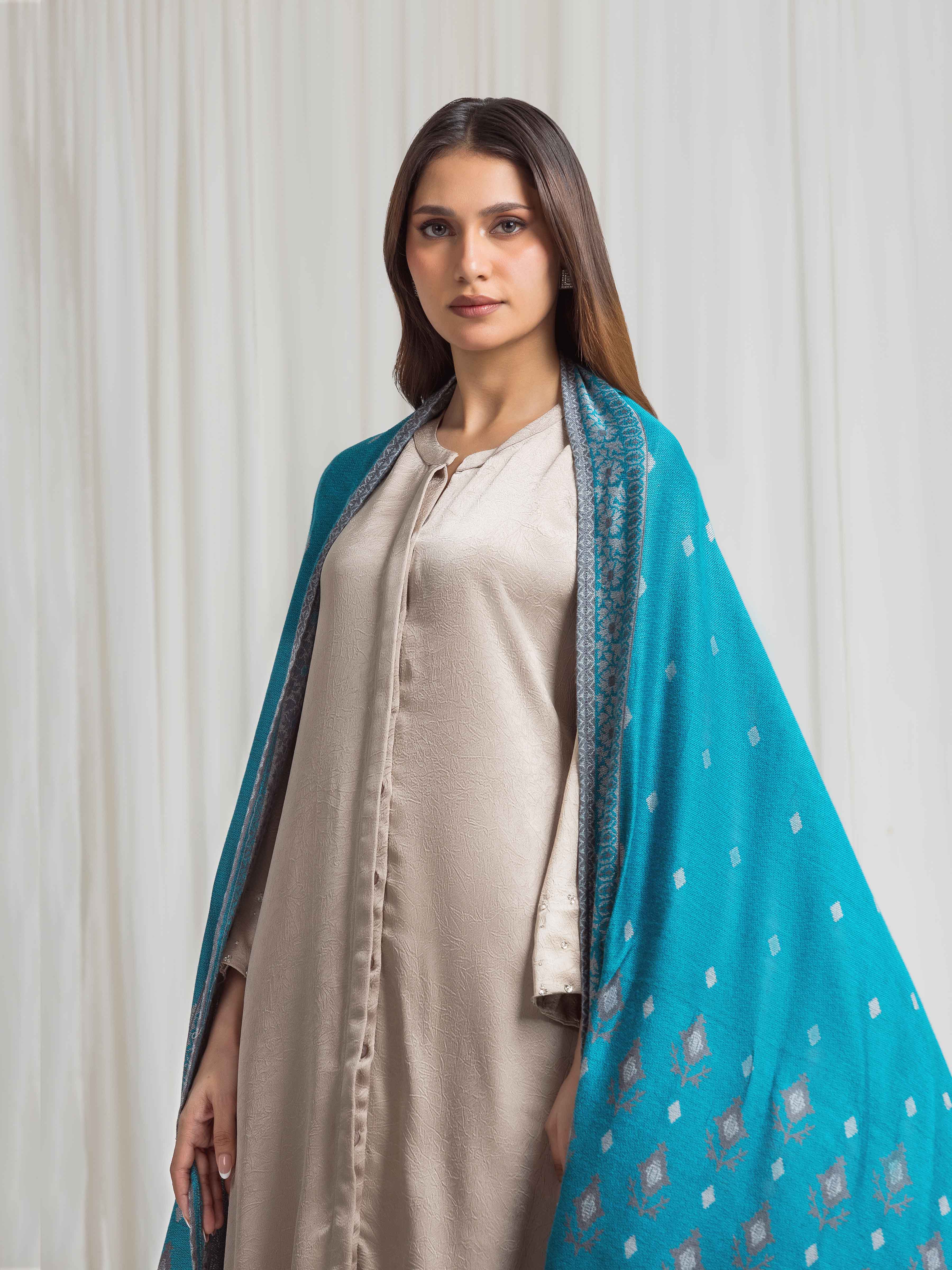 Pashmina Jacquard Zari Shawl - EAWS5-006 - Image 2