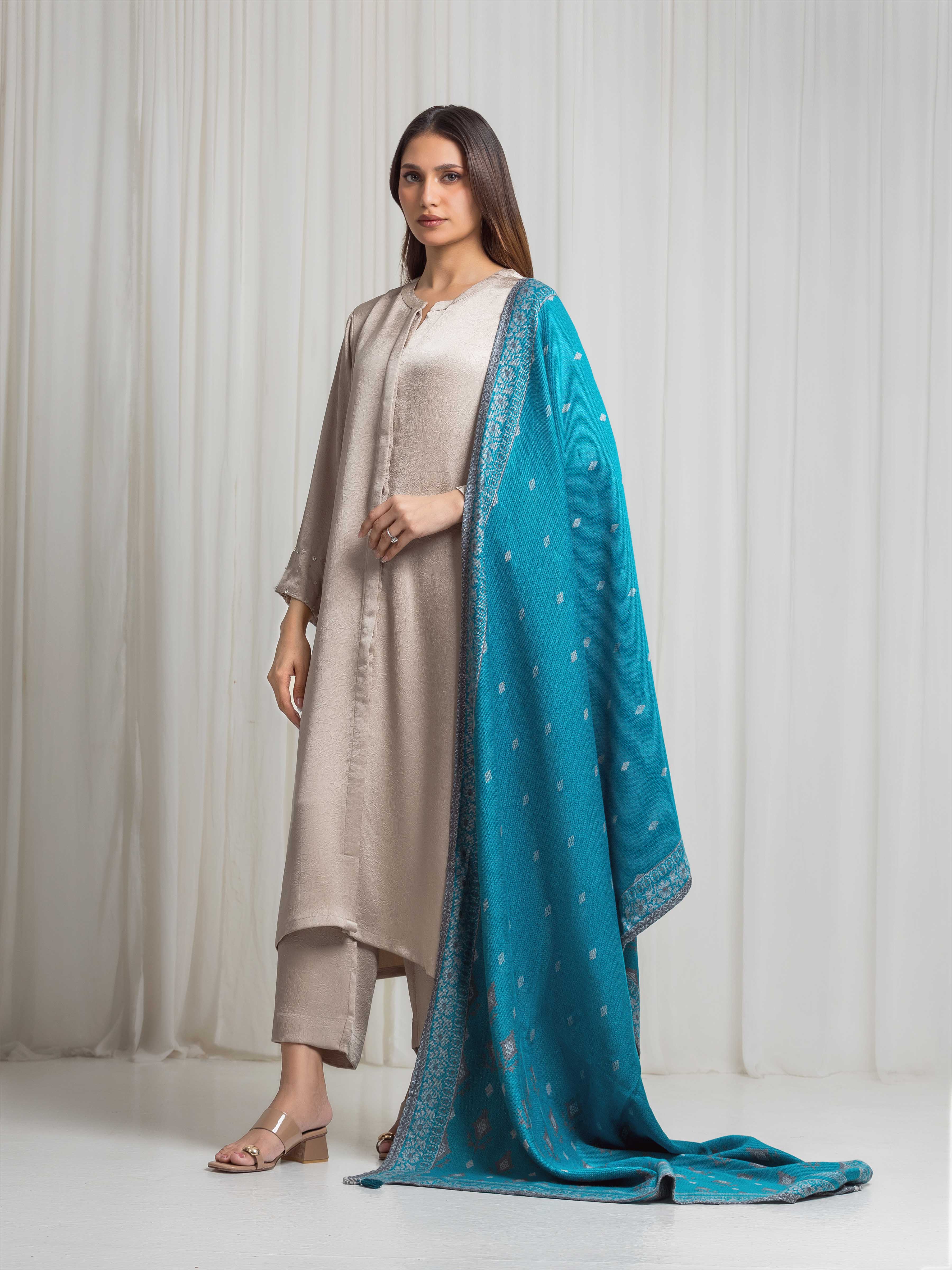 Pashmina Jacquard Zari Shawl - EAWS5-006 - Image 3