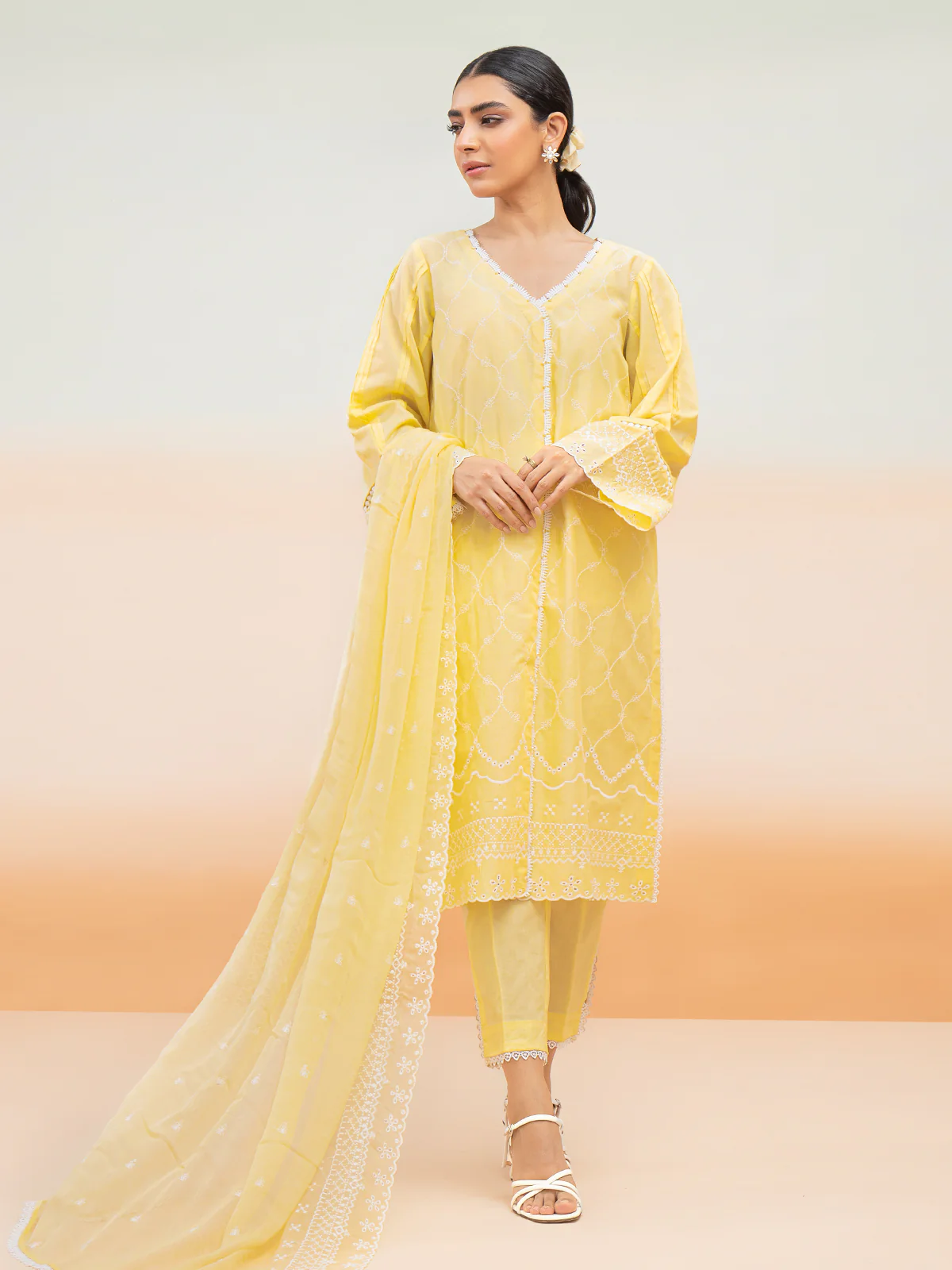 Embroidered Cambric Shirt Trouser - EWU24V2-28644ST